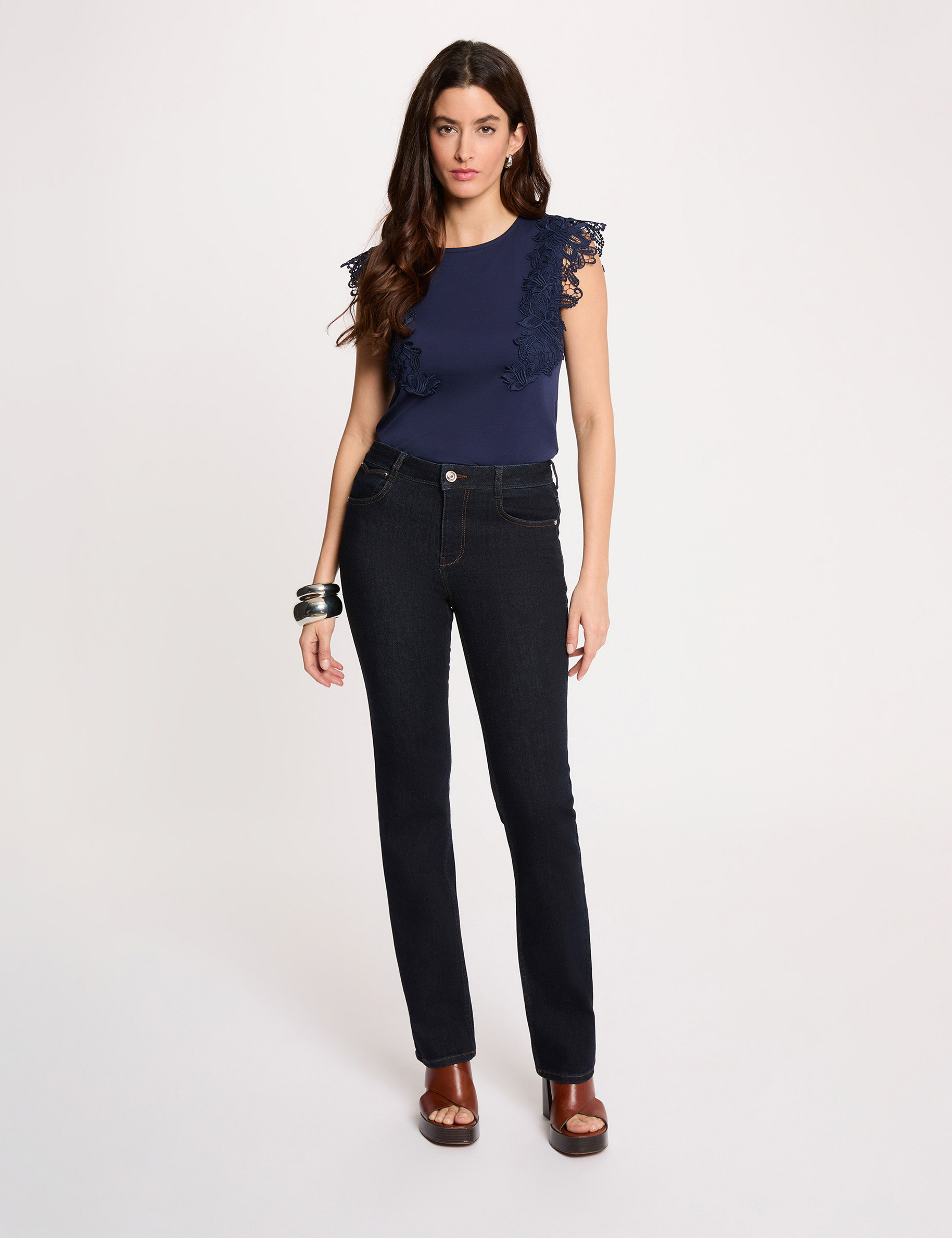 T-shirt manches courtes bleu marine femme
