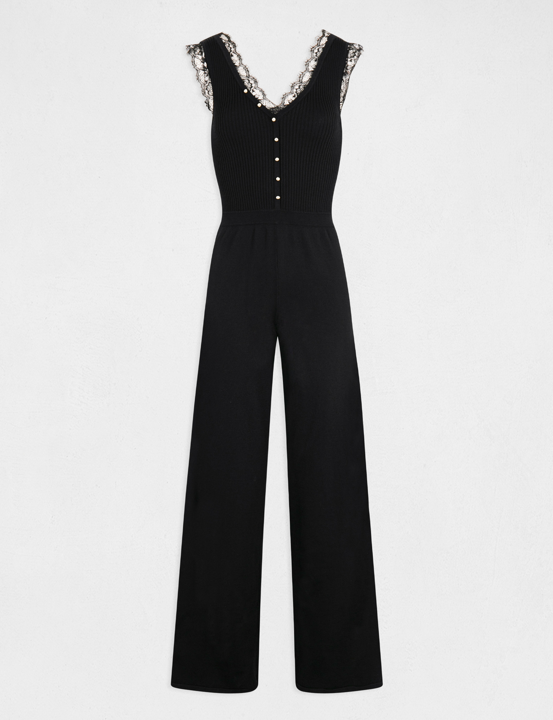 combinaison large en tricot noir femme Combinaison large en tricot noir femme