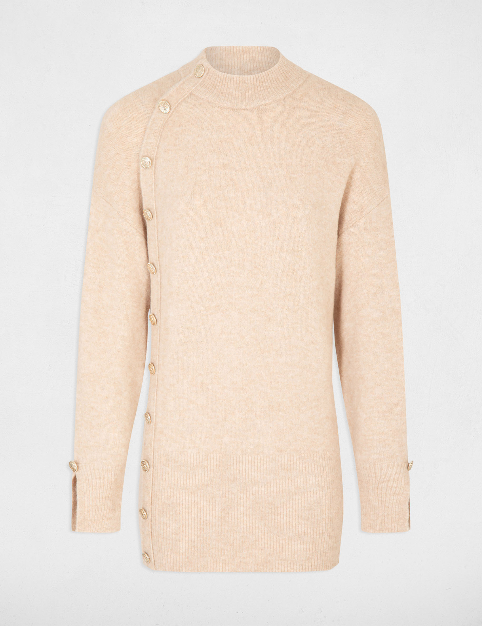 pull manches longues mi long beige femme Pull manches longues mi-long beige femme