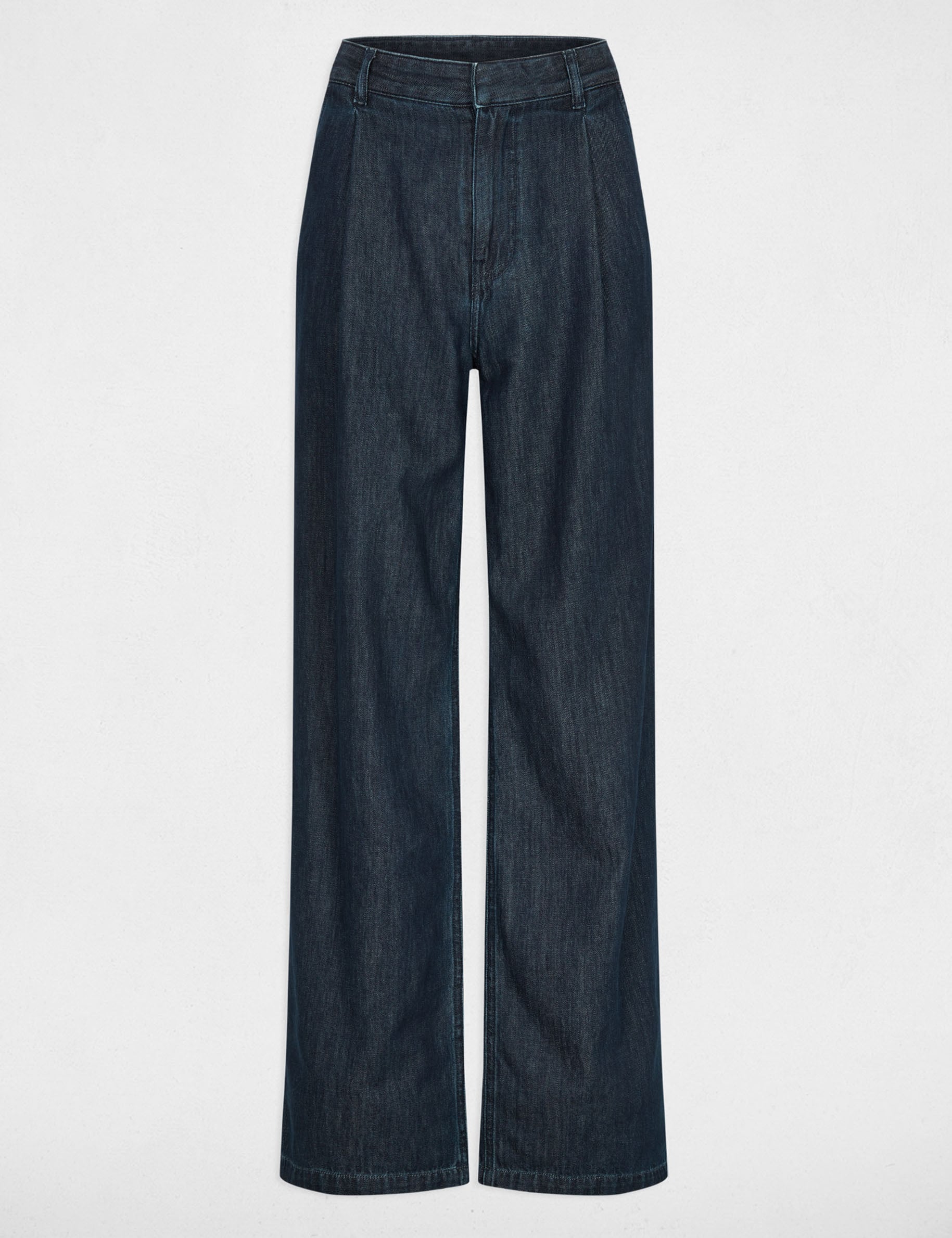 Pantalon large taille haute denim brut femme