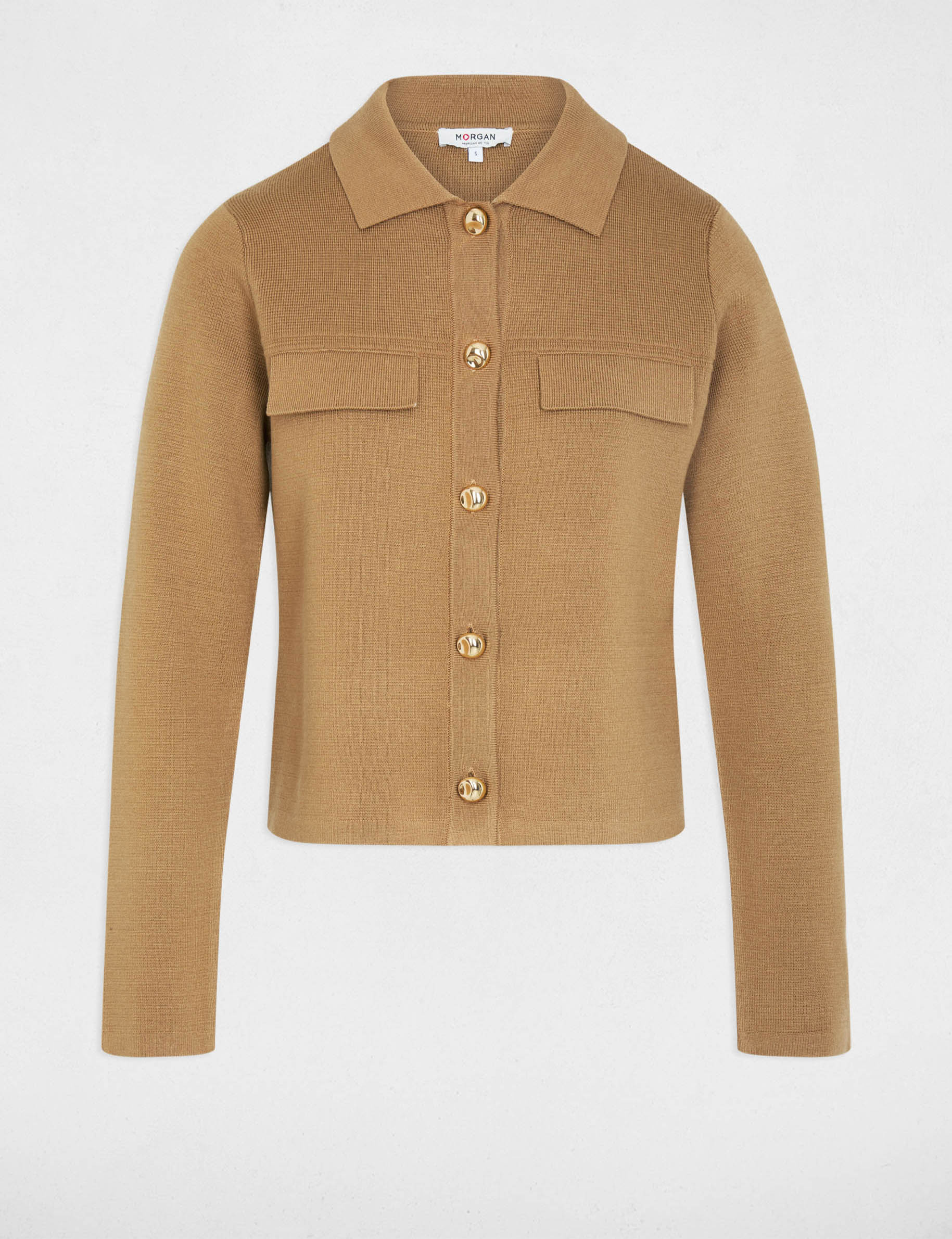 Gilet manches longues camel femme