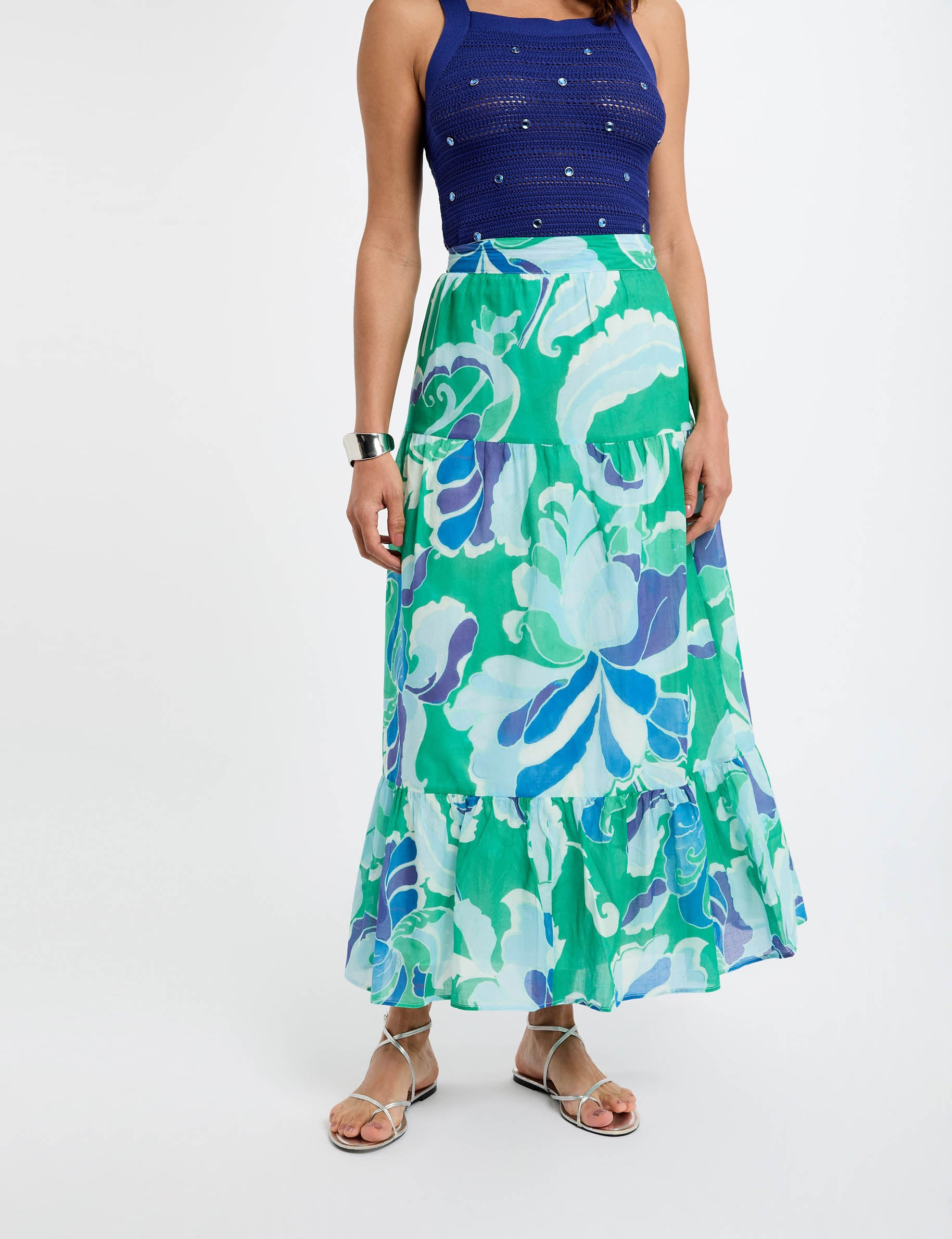 Jupe longue imprim&eacute;e multicolore femme