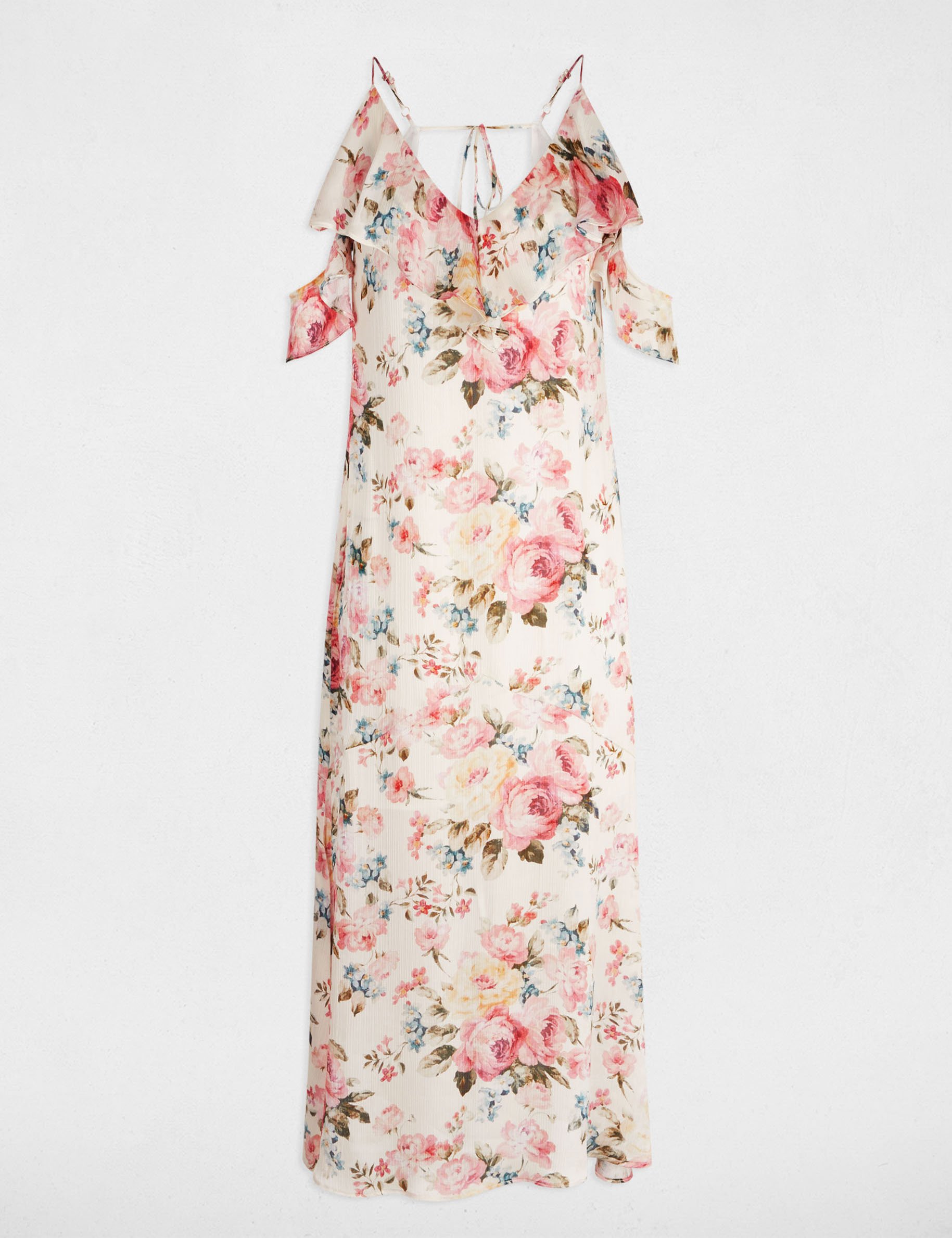 Robe longue droite imprimée multicolore femme