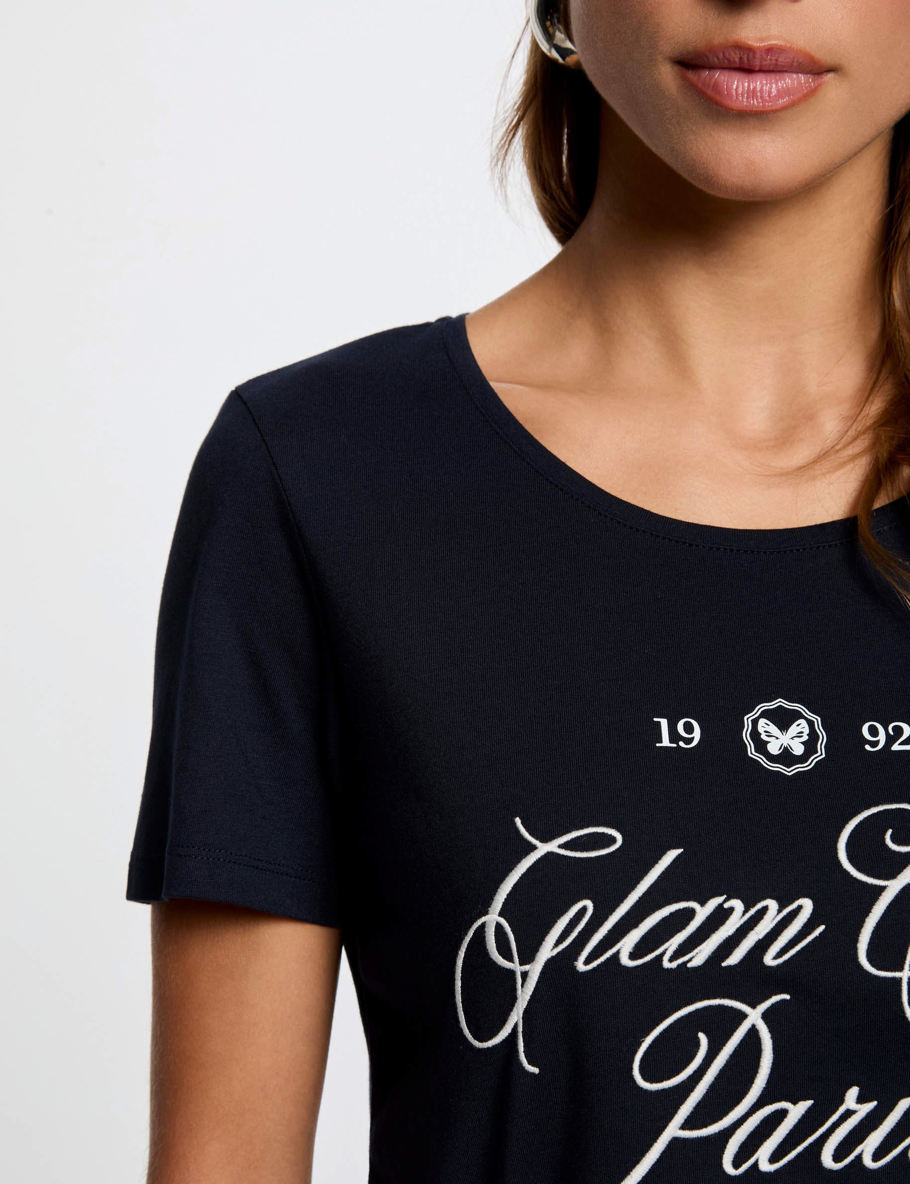 t shirt a inscription bleu marine femme T-shirt à inscription bleu marine femme