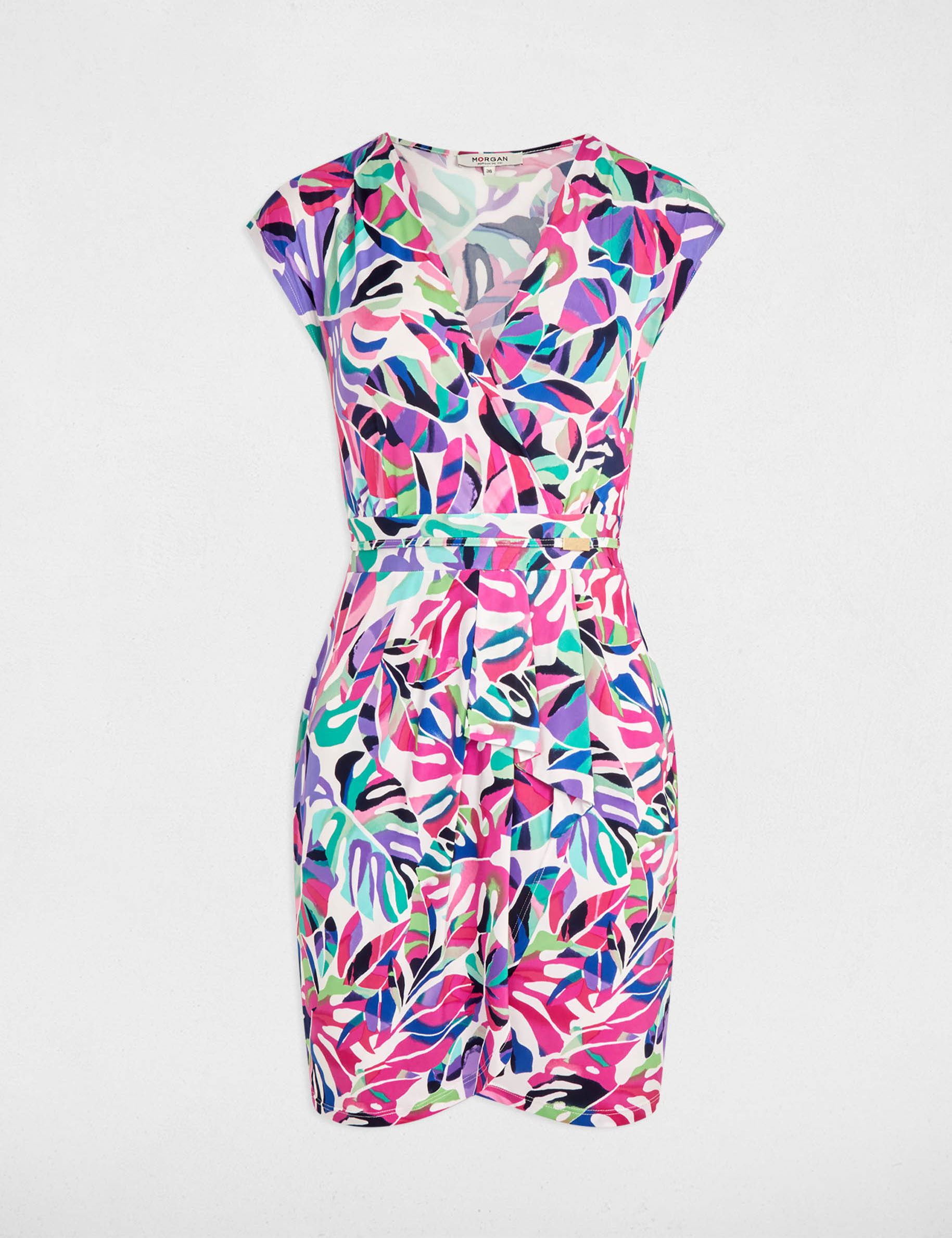 robe courte ajustee imprimee multicolore femme Robe courte ajustée imprimée multicolore femme