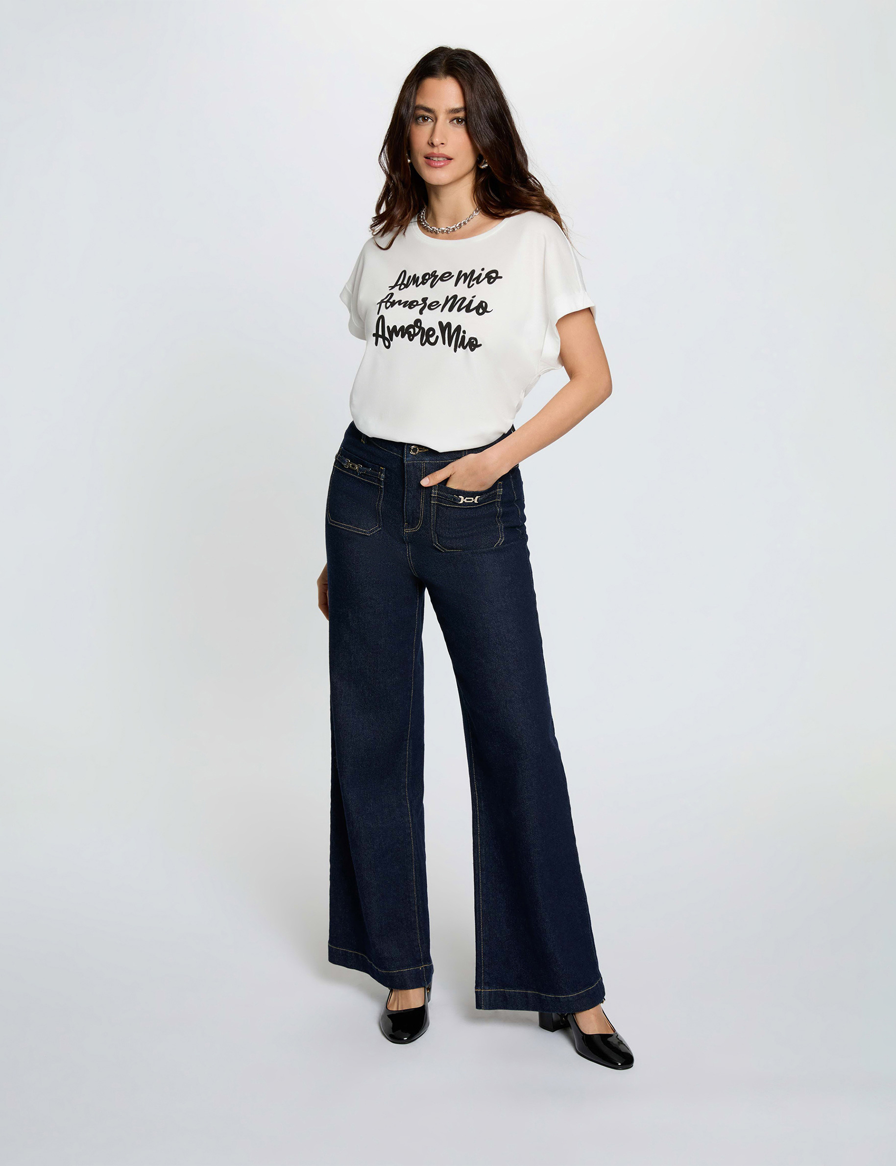 T-shirt col rond blanc femme