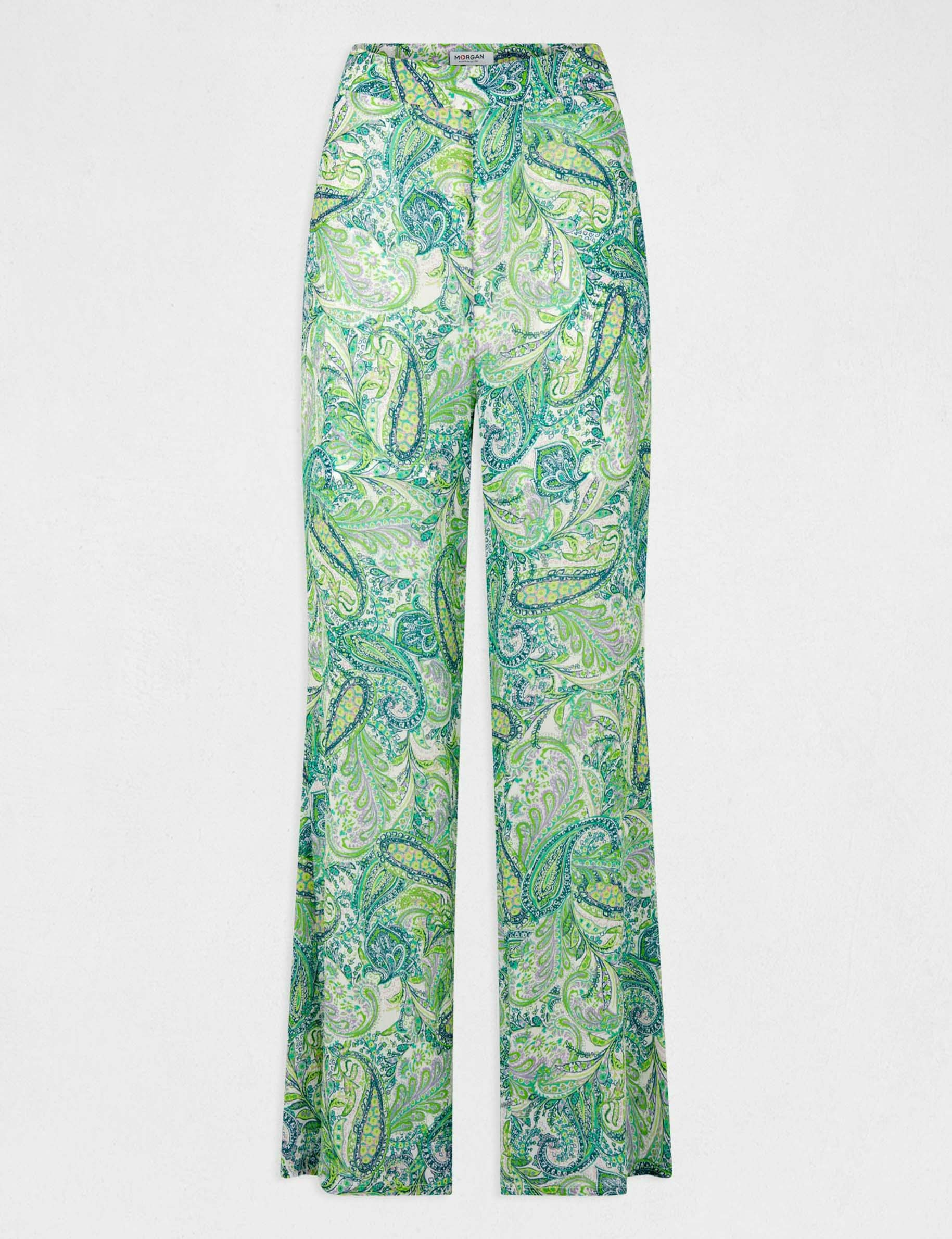 Pantalon droit fluide imprimé cachemire multico femme Pantalon droit fluide imprimé cachemire multico femme