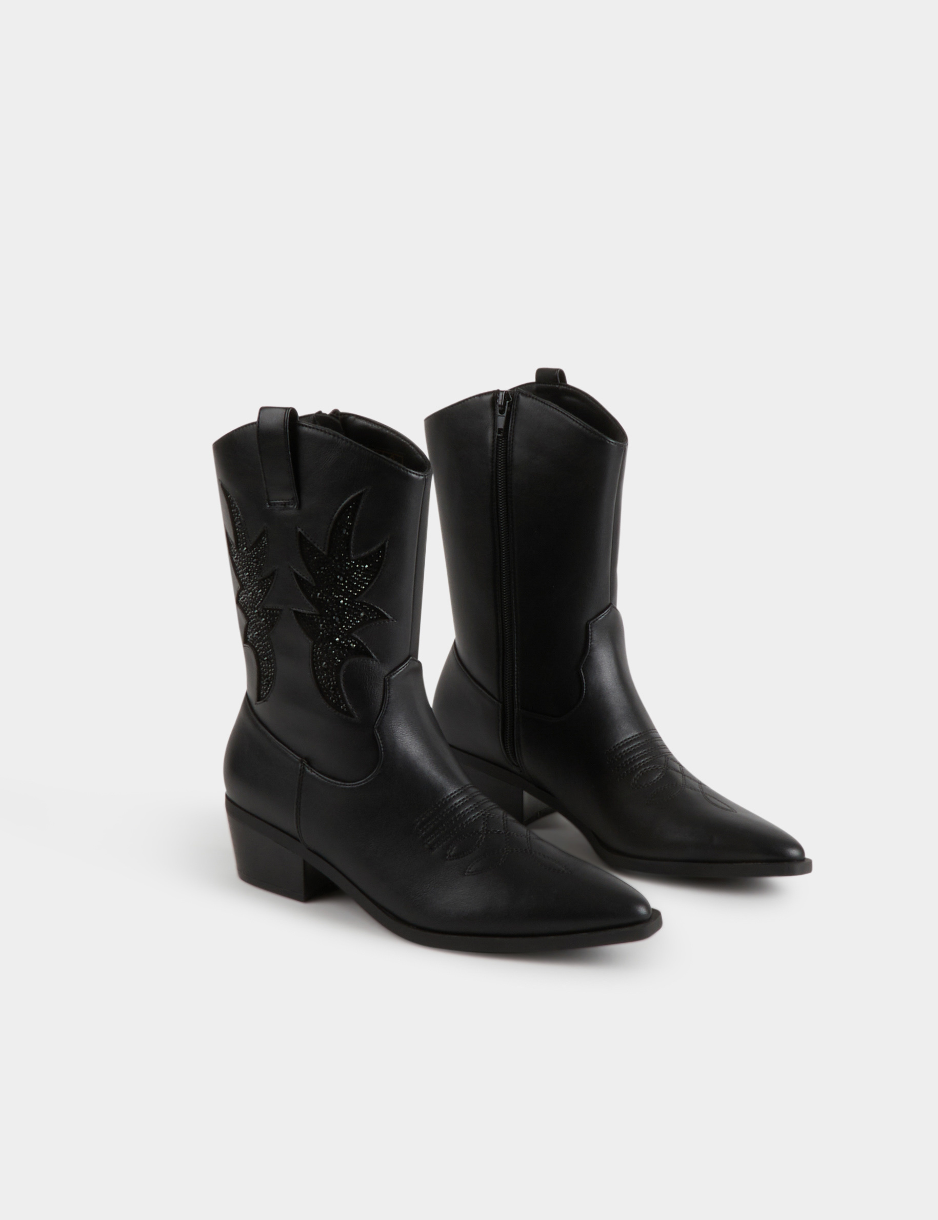 Bottines western avec strass noir femme Morgan