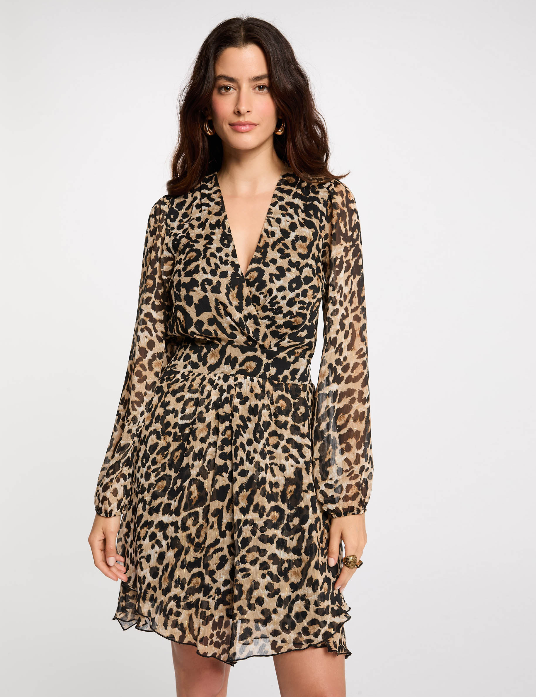 Robe courte ajust&eacute;e imprim&eacute;e multicolore femme
