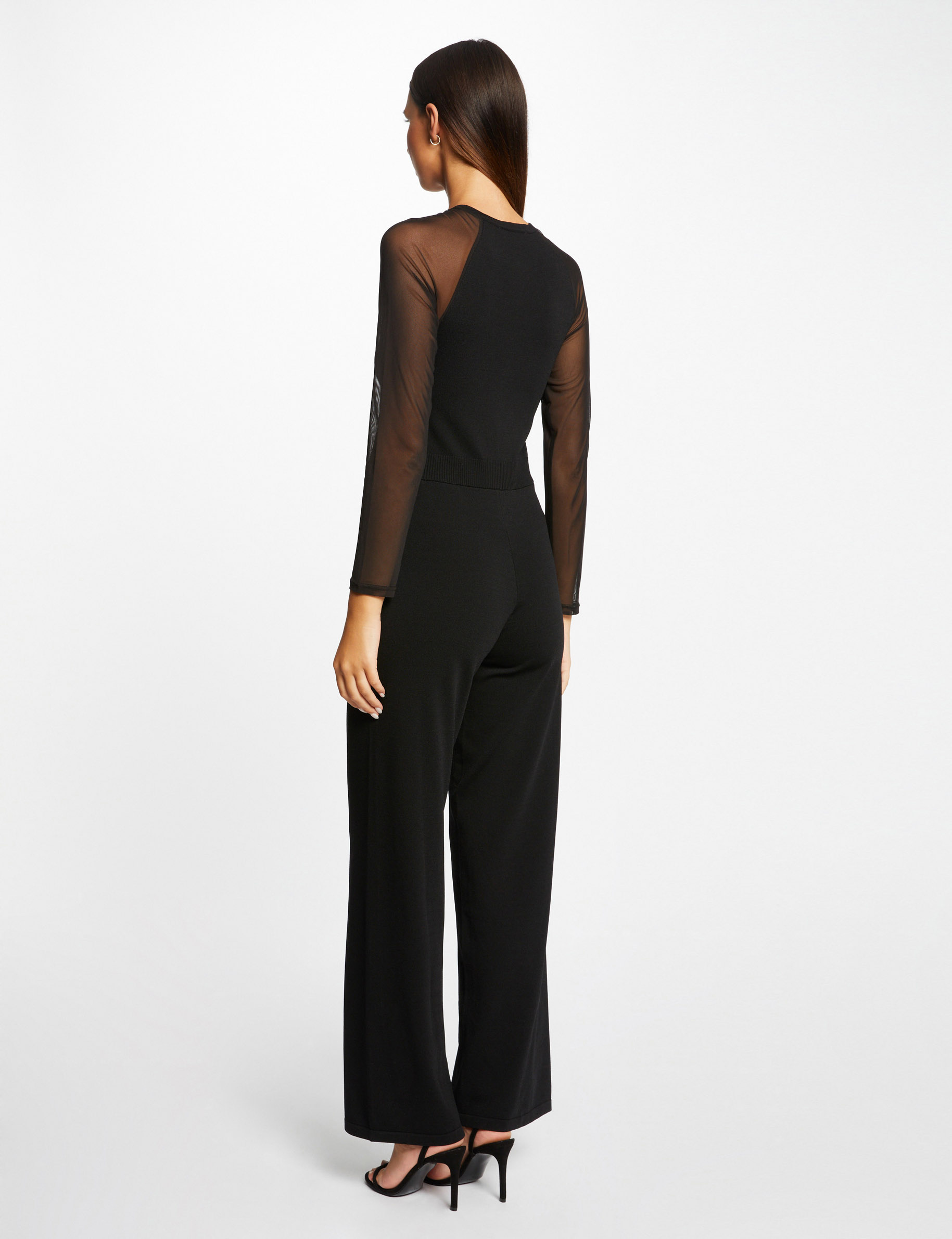 combinaison cintree zippee en tricot noir femme Combinaison cintrée zippée en tricot noir femme