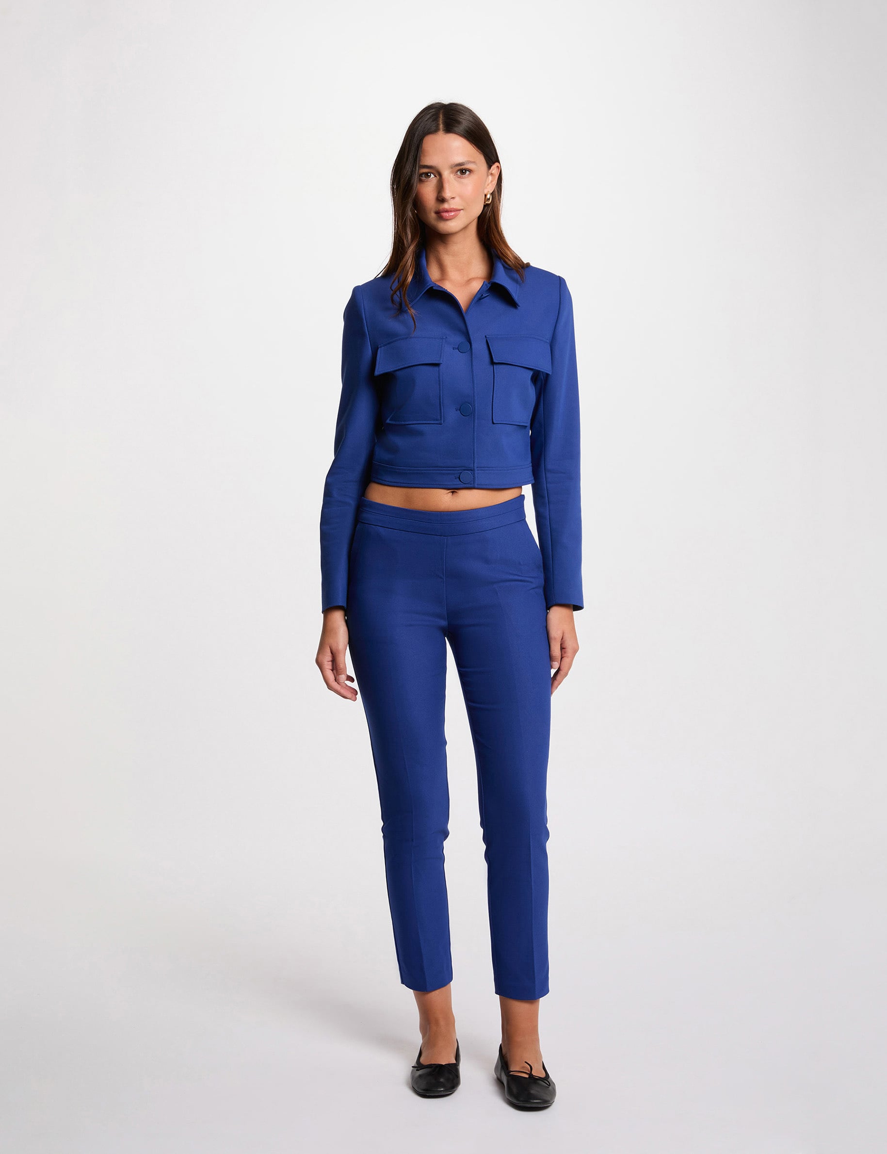 Pantalon cigarette 7/8&egrave;me bleu electrique femme