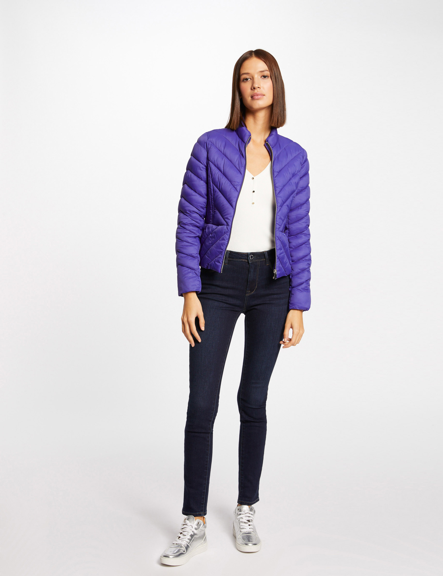 Doudoune droite zippée violet femme