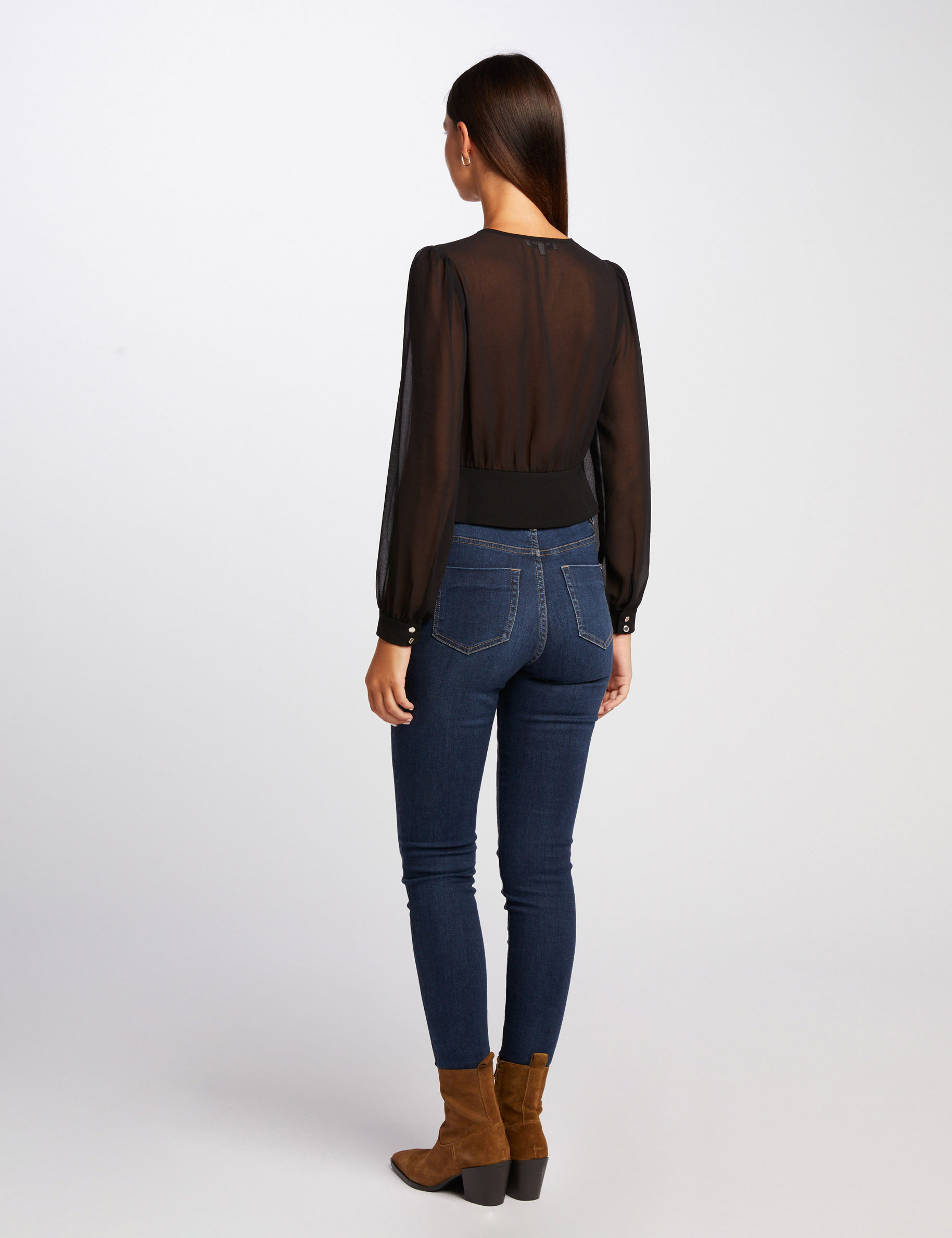 blouse manches longues a dentelle noir femme Blouse manches longues à dentelle noir femme