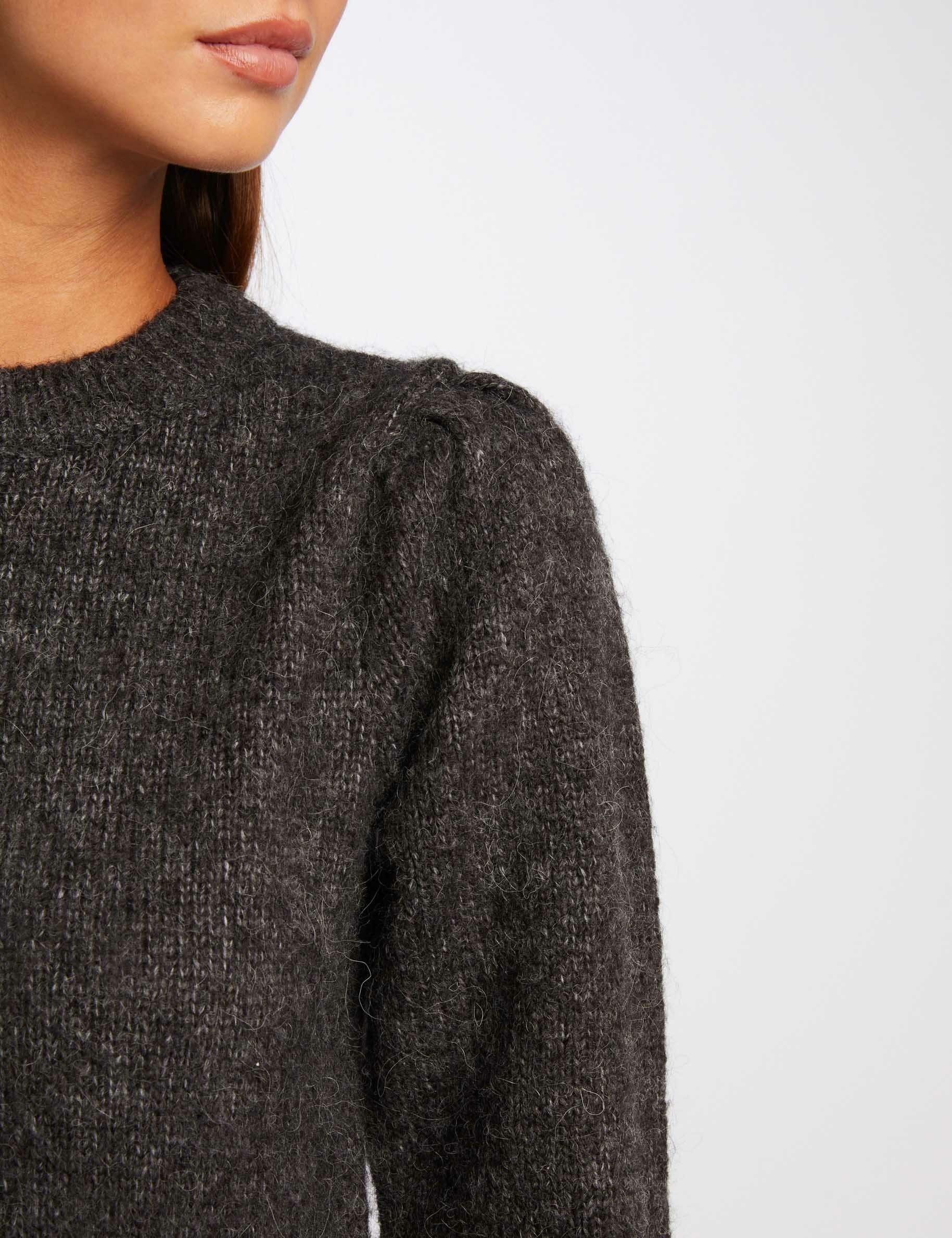 pull manches longues col rond gris anthracite femme Pull manches longues col rond gris anthracite femme