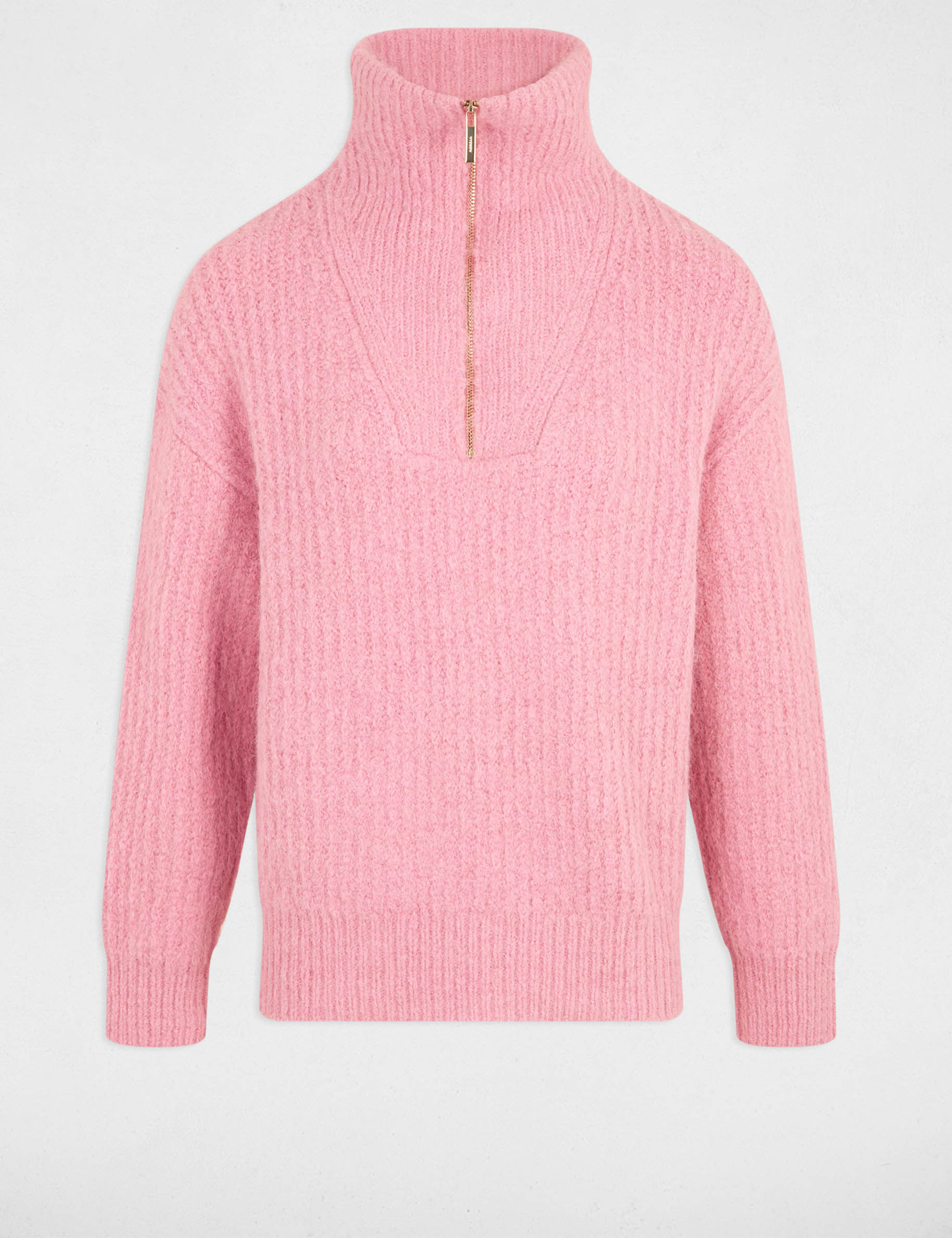 Pull col camionneur vieux rose femme