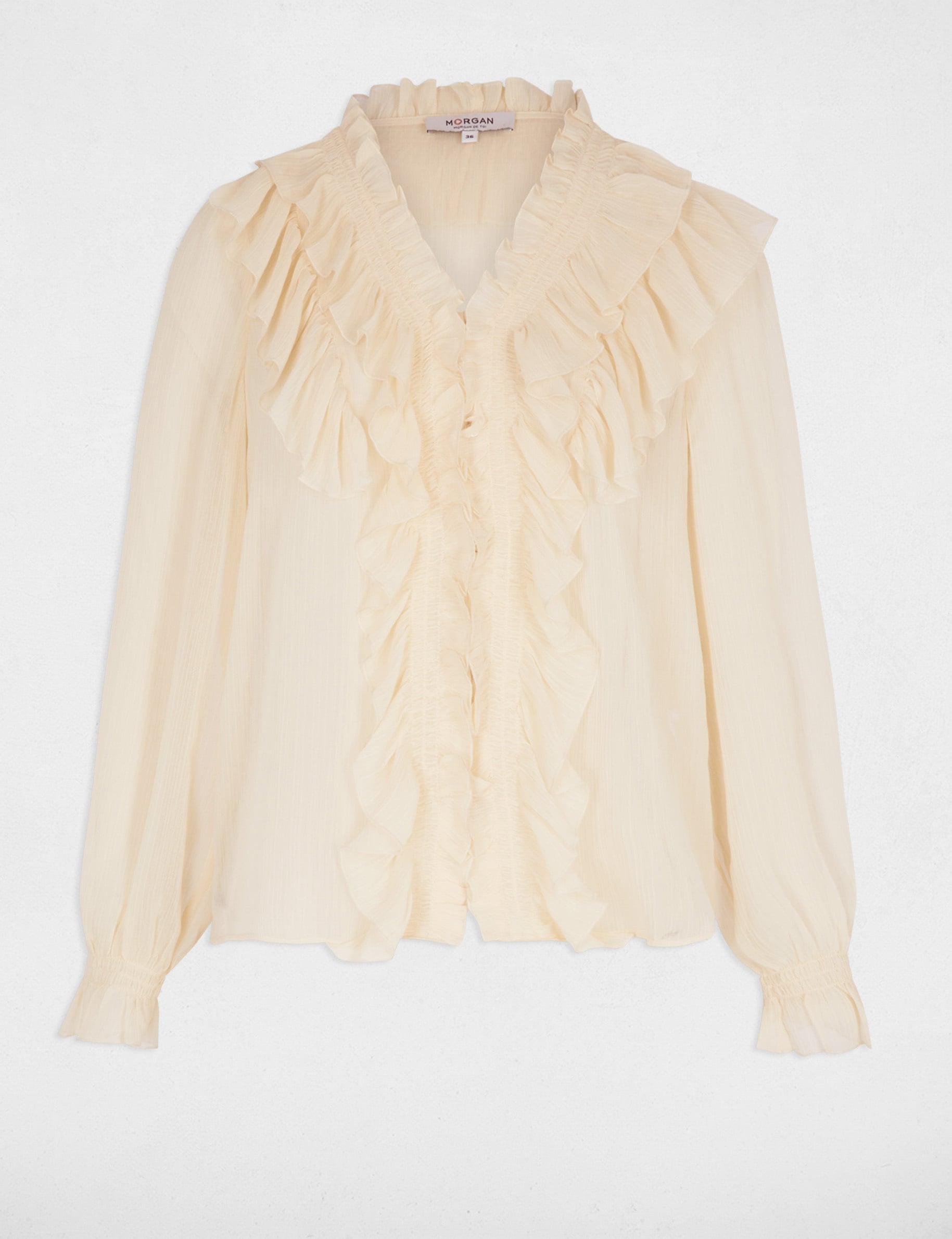Chemisier Femme Chaus Taille S – Froncé Devant, Col V, Motifs Géométriques – Occasion
