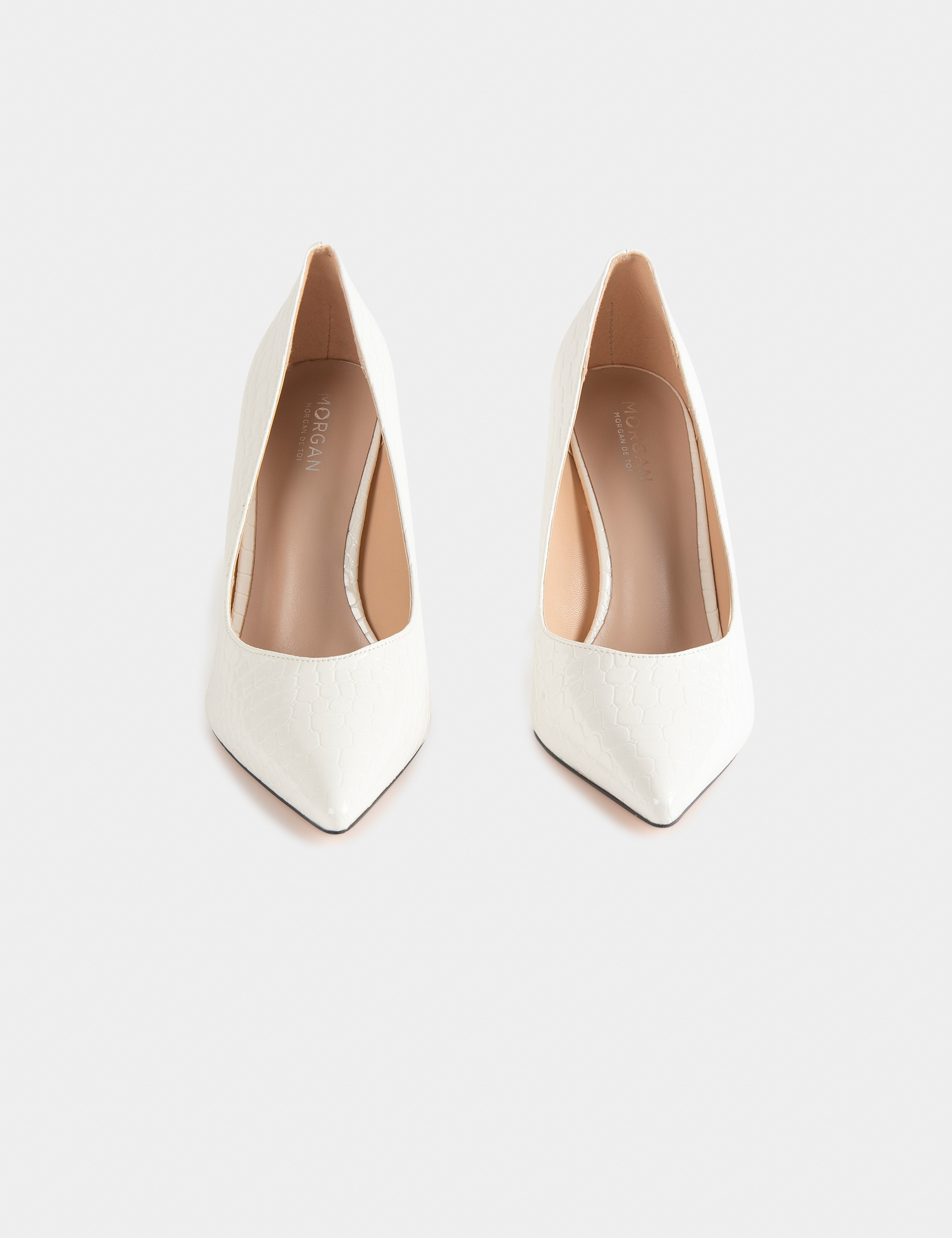 Escarpins à talons aspect croco blanc femme Escarpins à talons aspect croco blanc femme