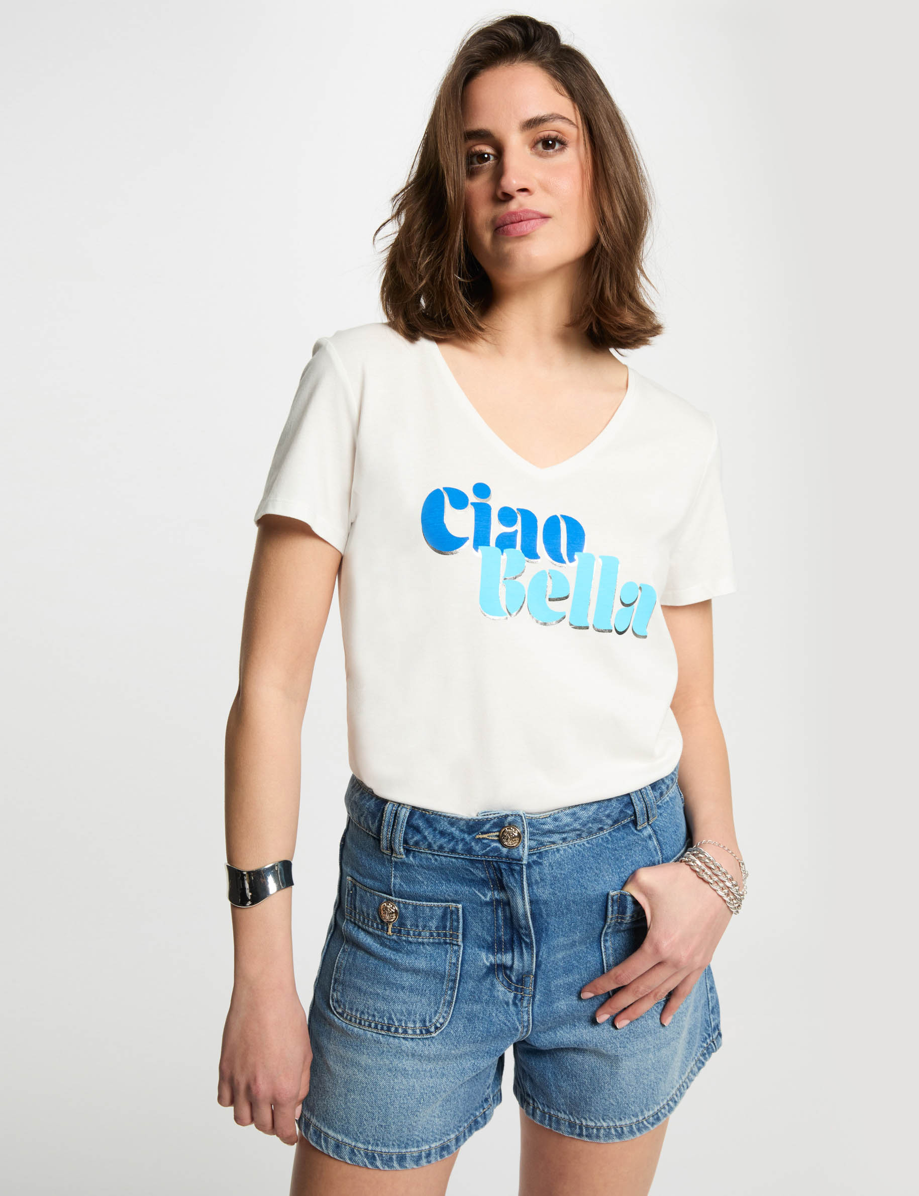 t shirt a inscription blanc femme T-shirt à inscription blanc femme