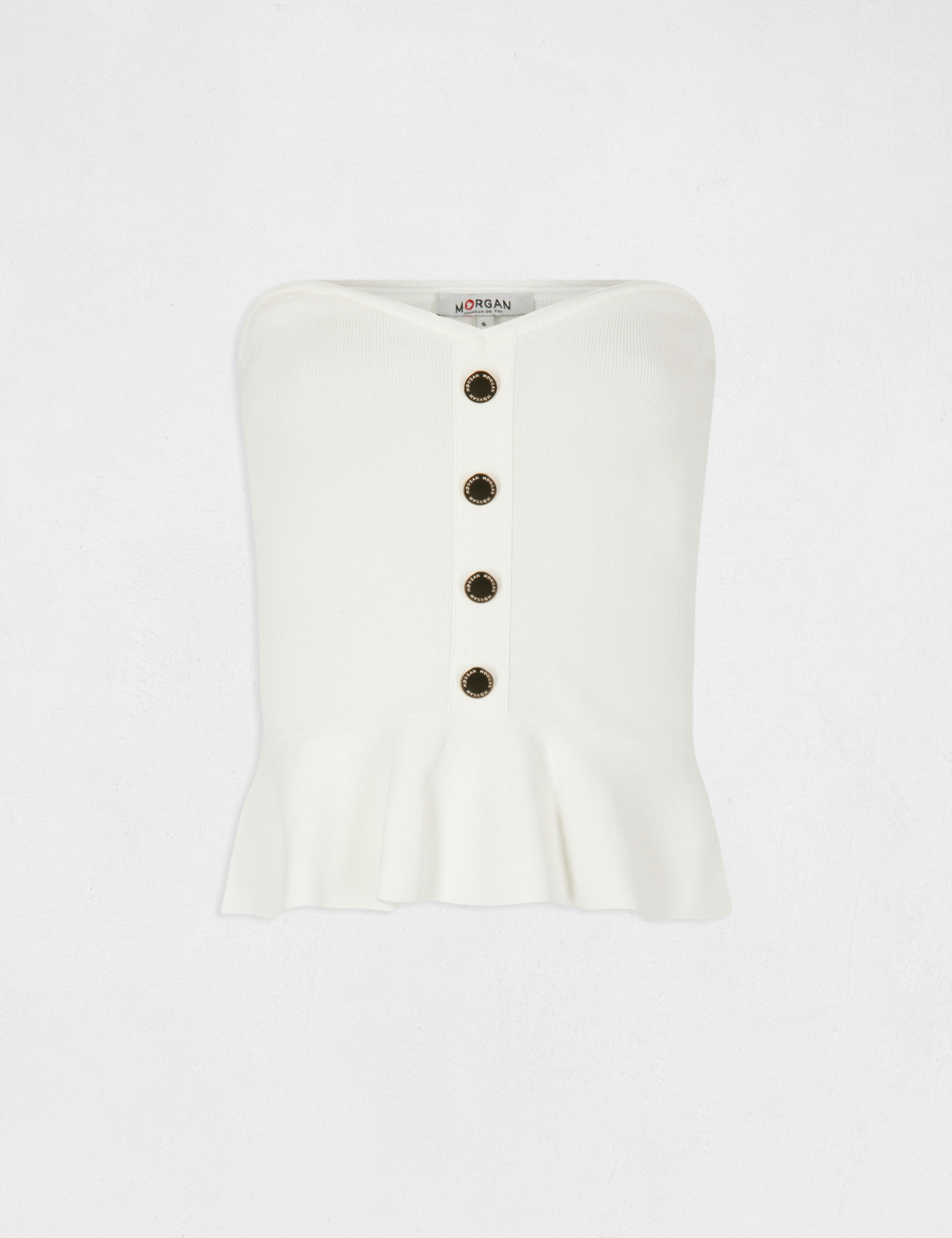 Débardeur pull bustier avec boutons ecru femme Débardeur pull bustier avec boutons ecru femme