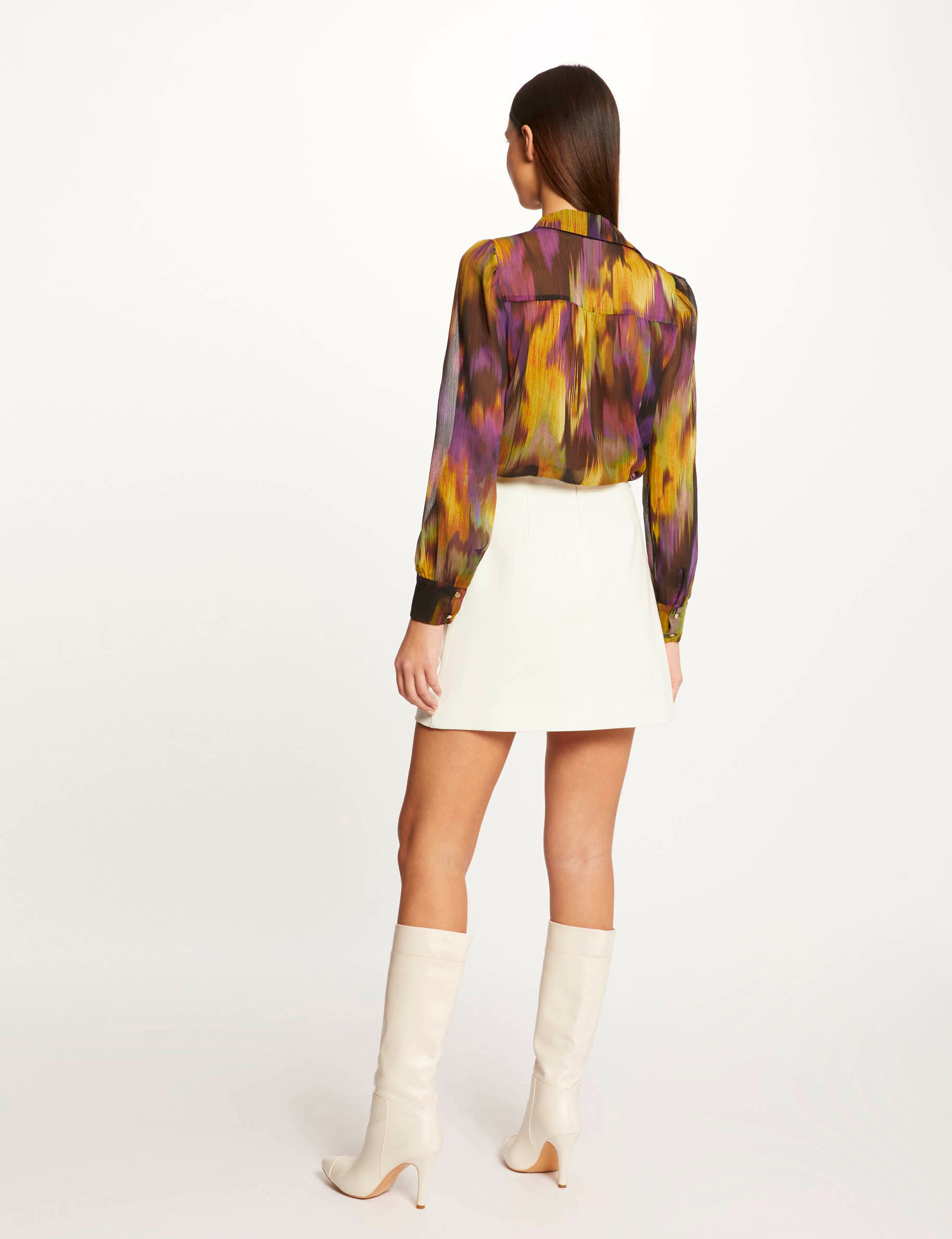 Jupe droite avec poches latérales ecru femme Jupe droite avec poches latérales ecru femme