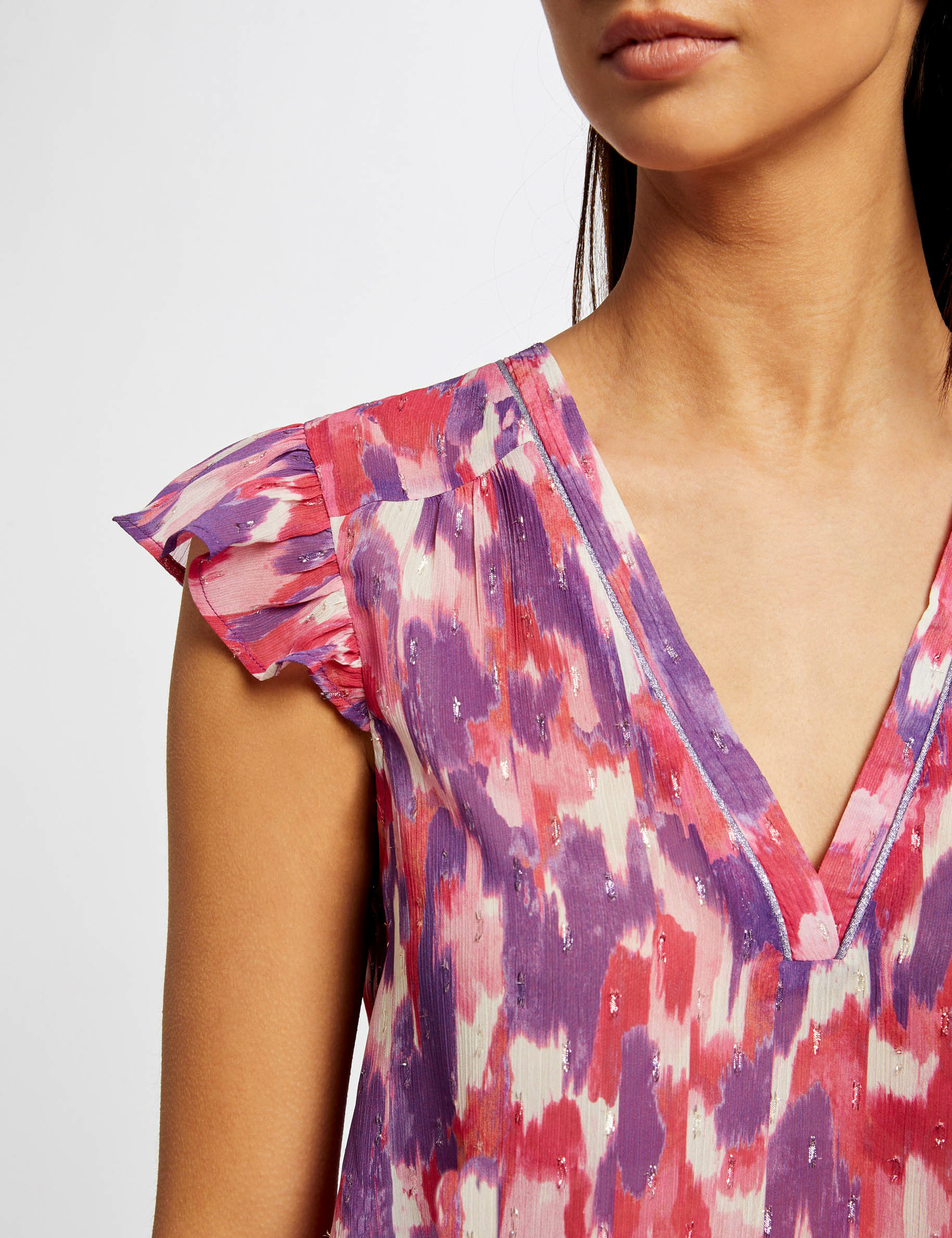 Blouse manches courtes imprimé abstrait multico femme Blouse manches courtes imprimé abstrait multico femme