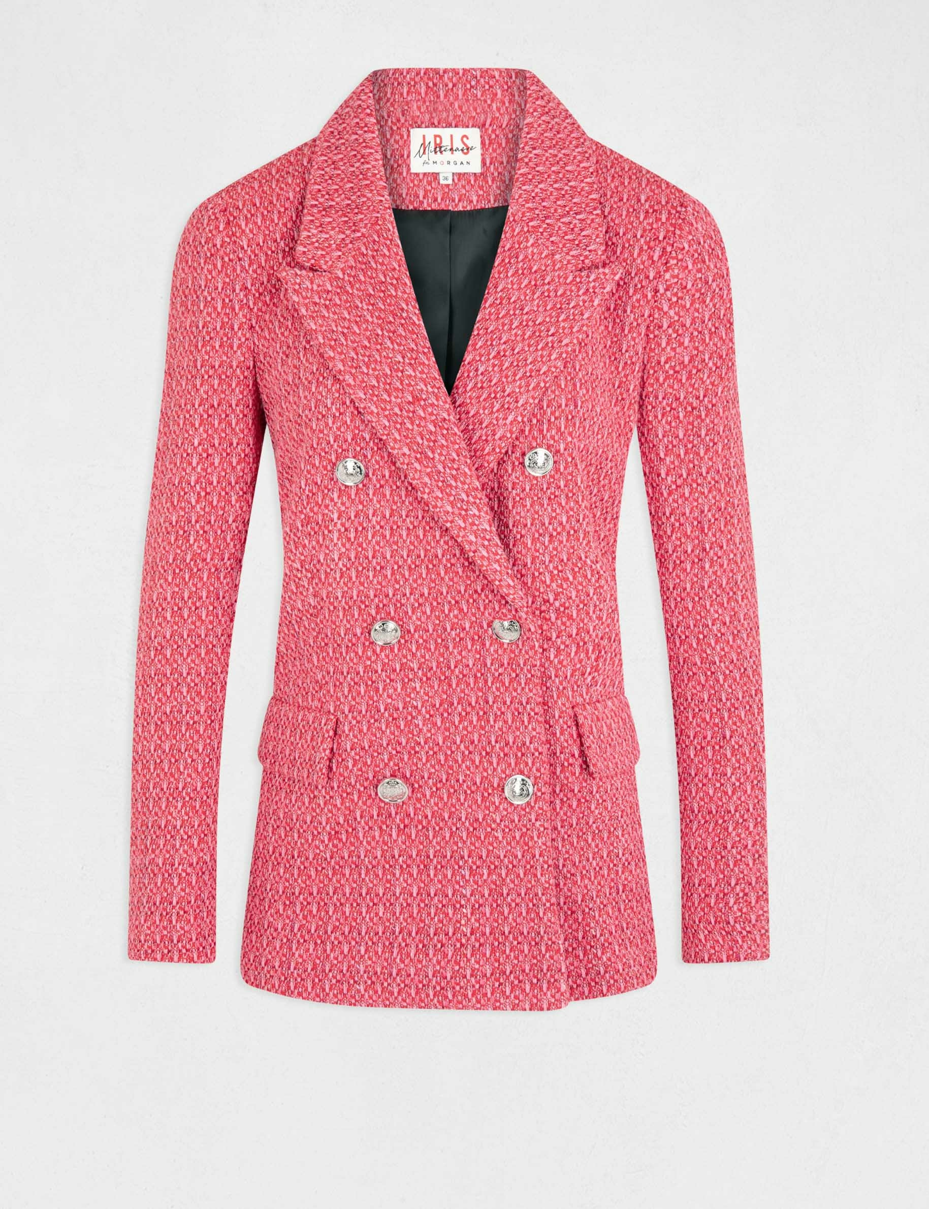 Veste droite boutonnée fuchsia femme Veste droite boutonnée fuchsia femme