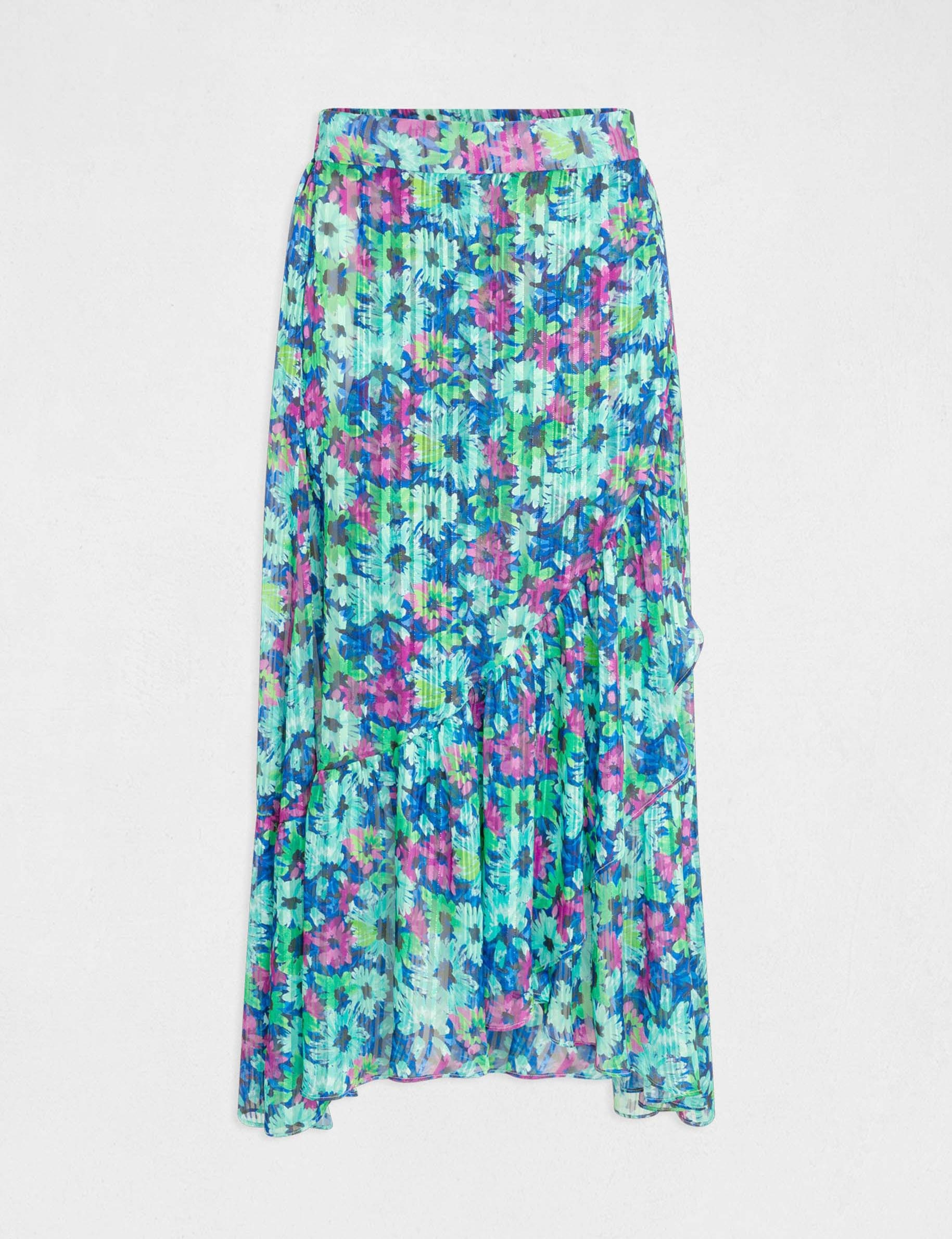 jupe longue evasee imprime floral multico femme Jupe longue évasée imprimé floral multico femme
