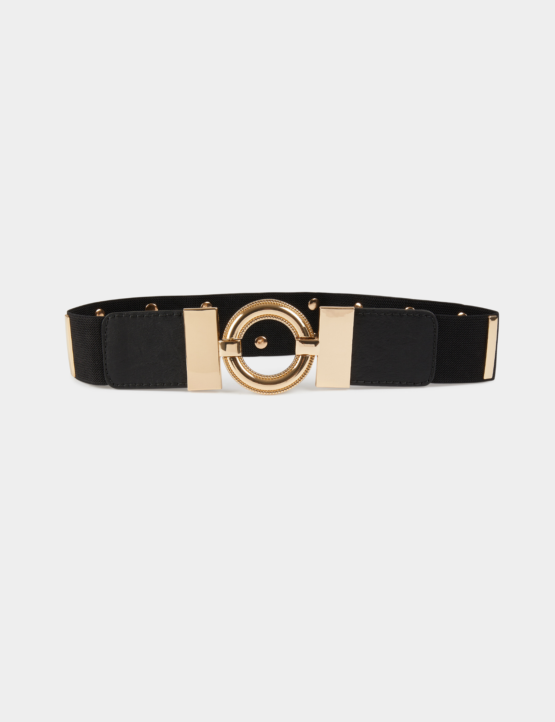 ceinture elastiquee avec boucle ronde noir femme Ceinture élastiquée avec boucle ronde noir femme