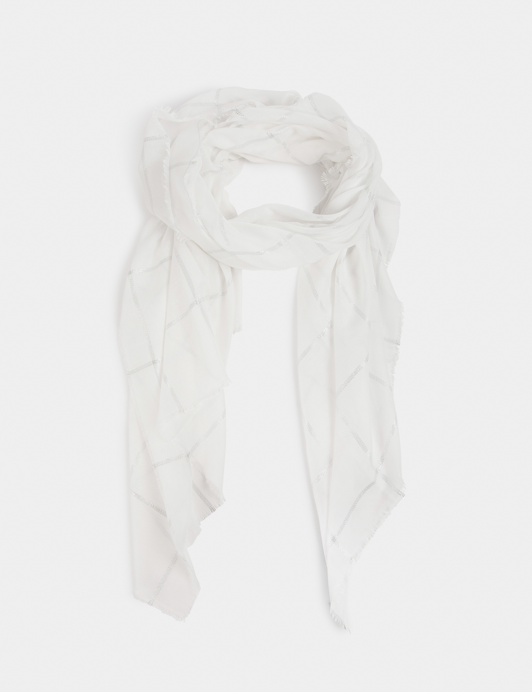 Foulard à carreaux ivoire femme
