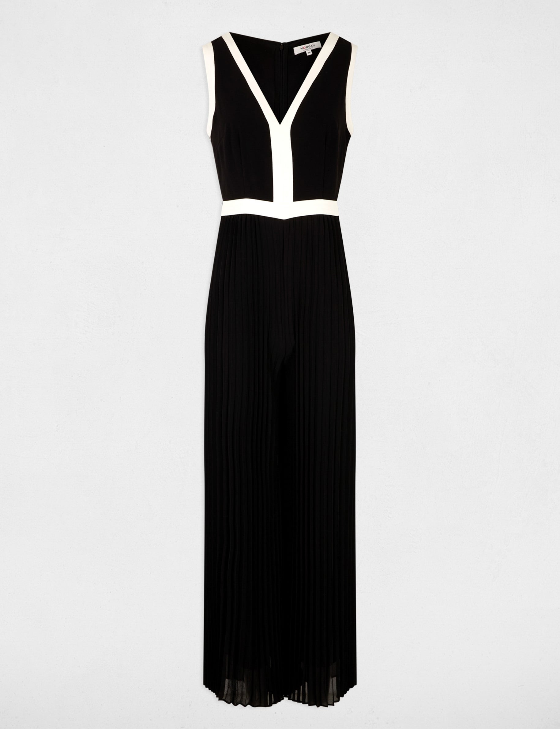 Combinaison longue pliss&eacute;e noir femme