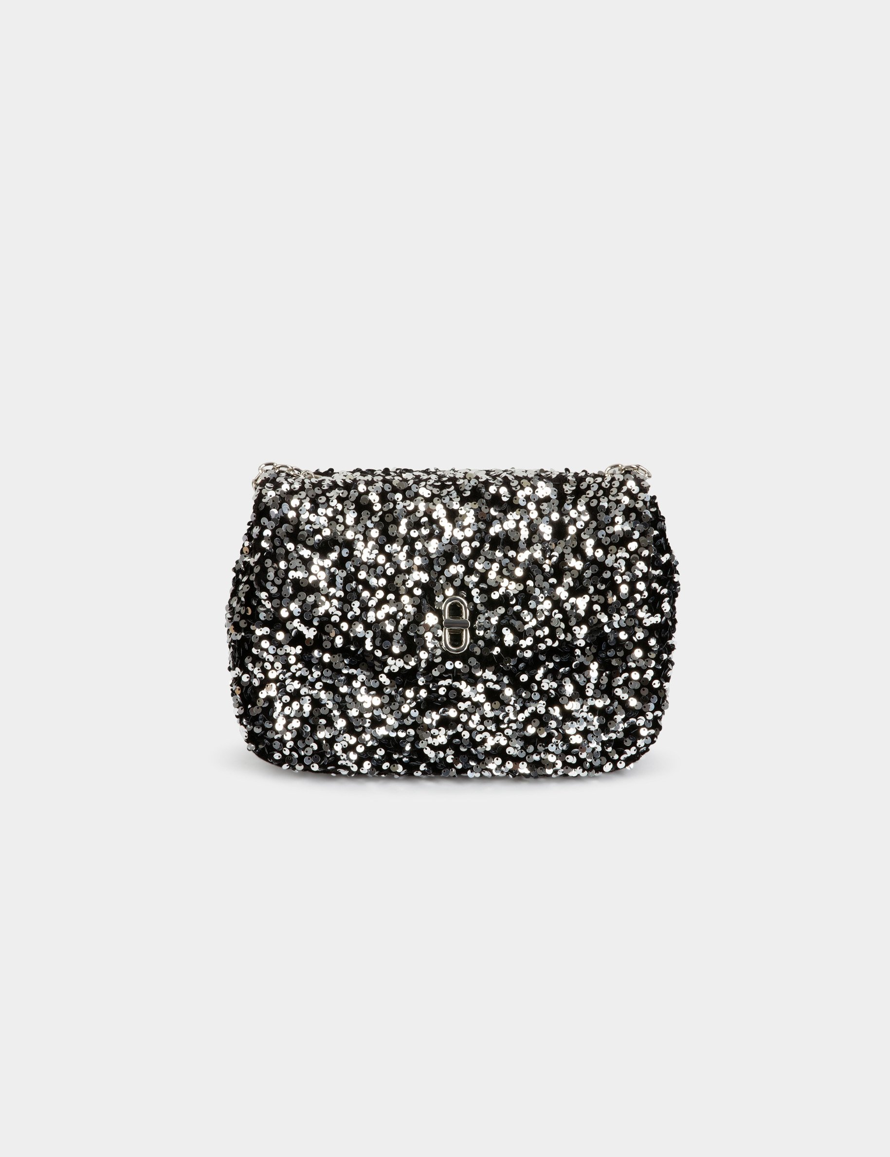 Sac pochette à sequins argente femme