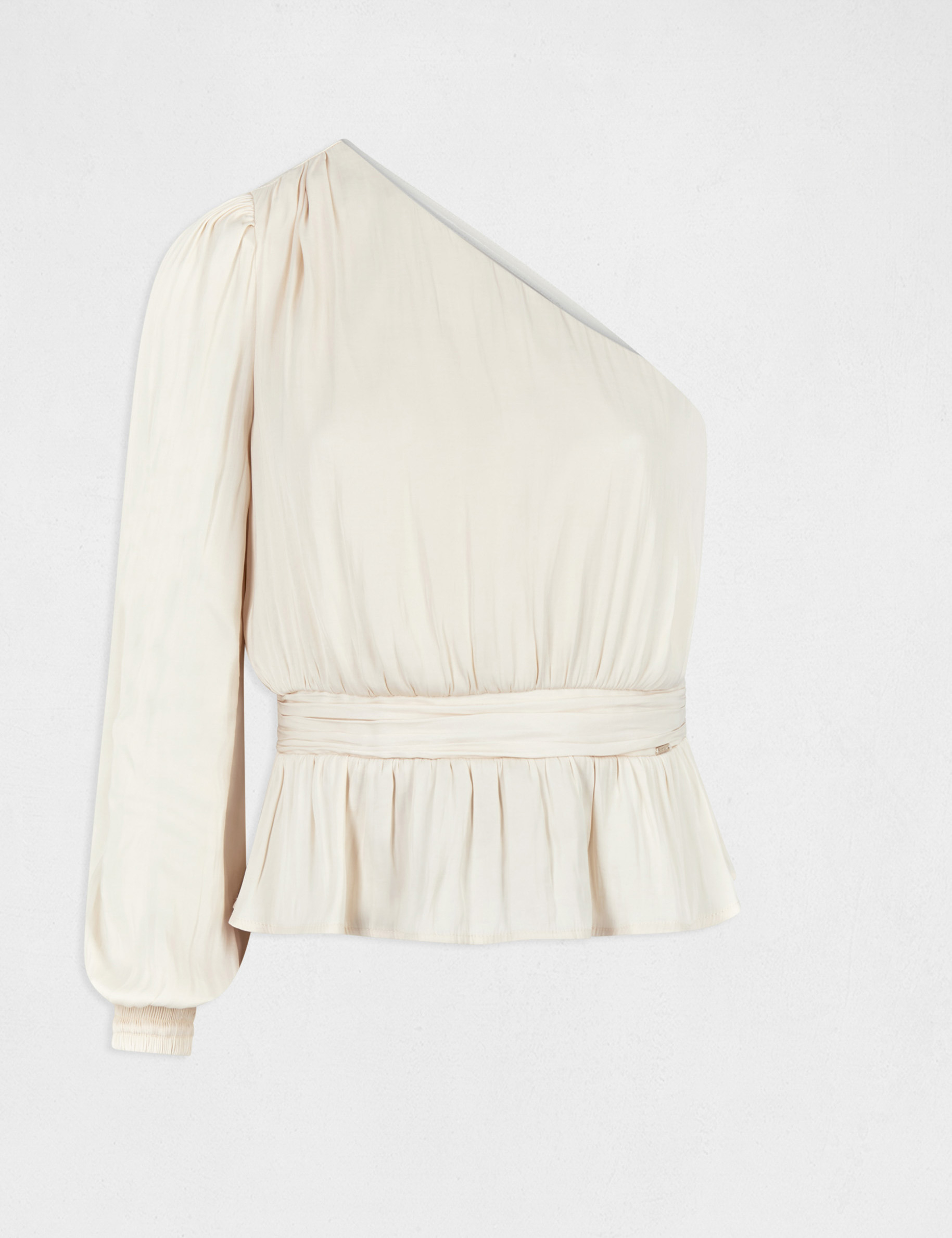 Blouse asymétrique smockée ecru moyen femme Blouse asymétrique smockée ecru moyen femme