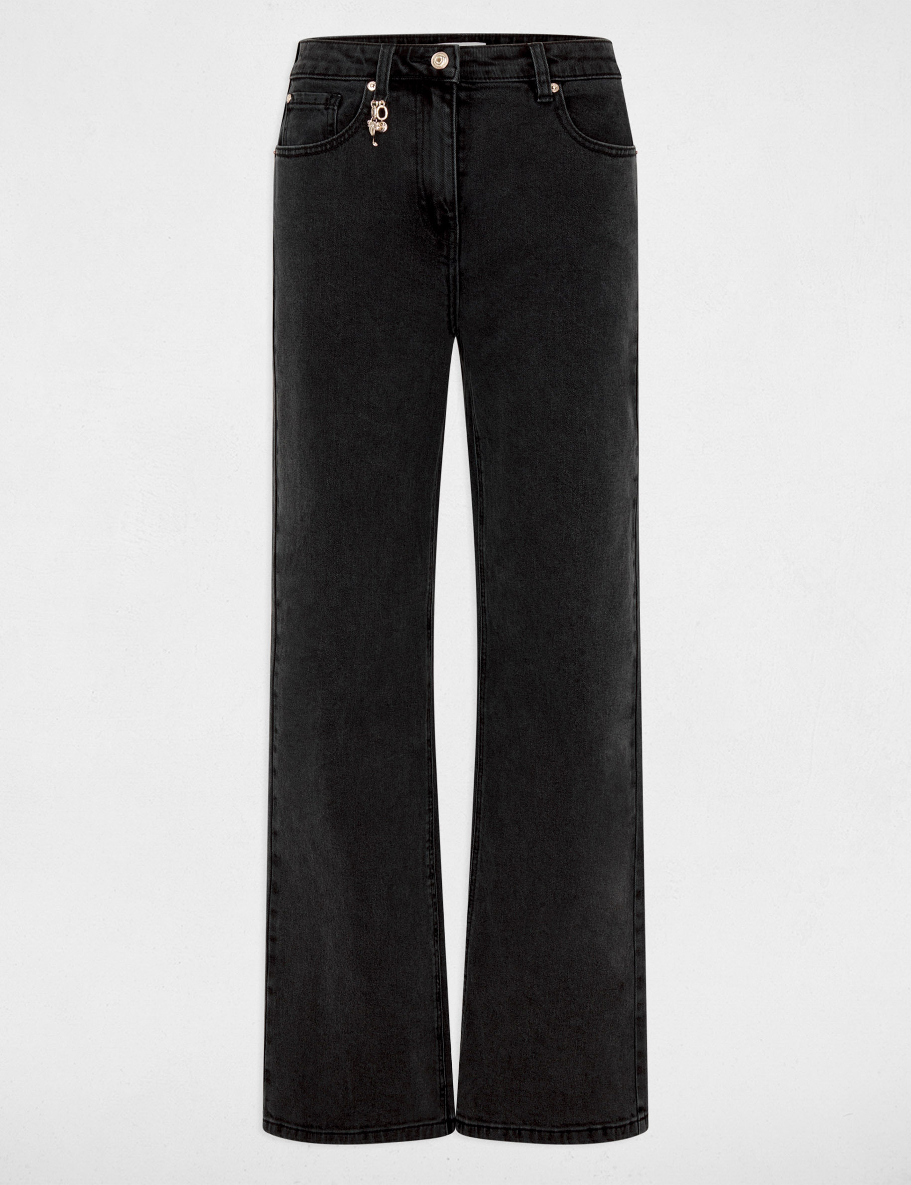 Jean large taille haute denim noir femme