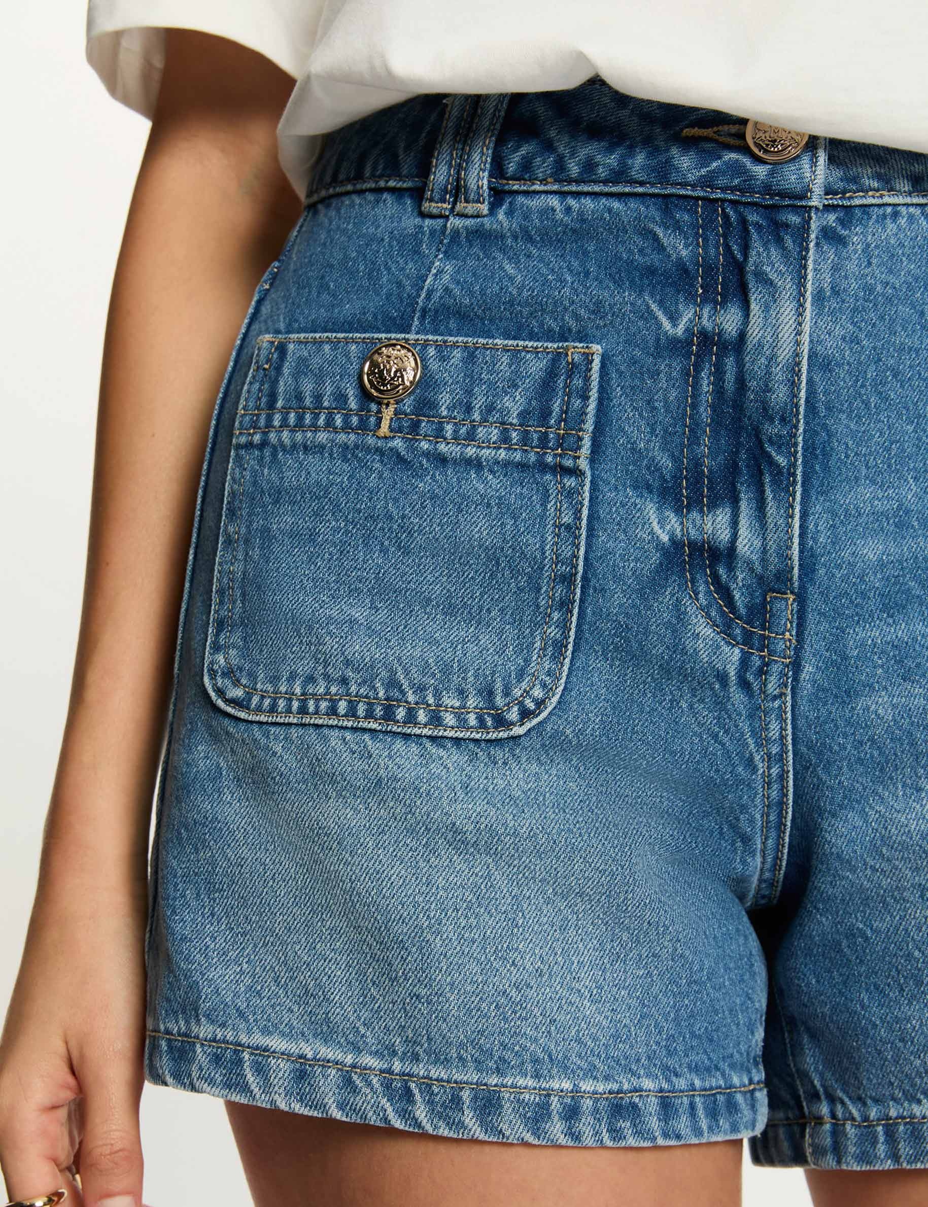 Short slim en jean denim stone femme