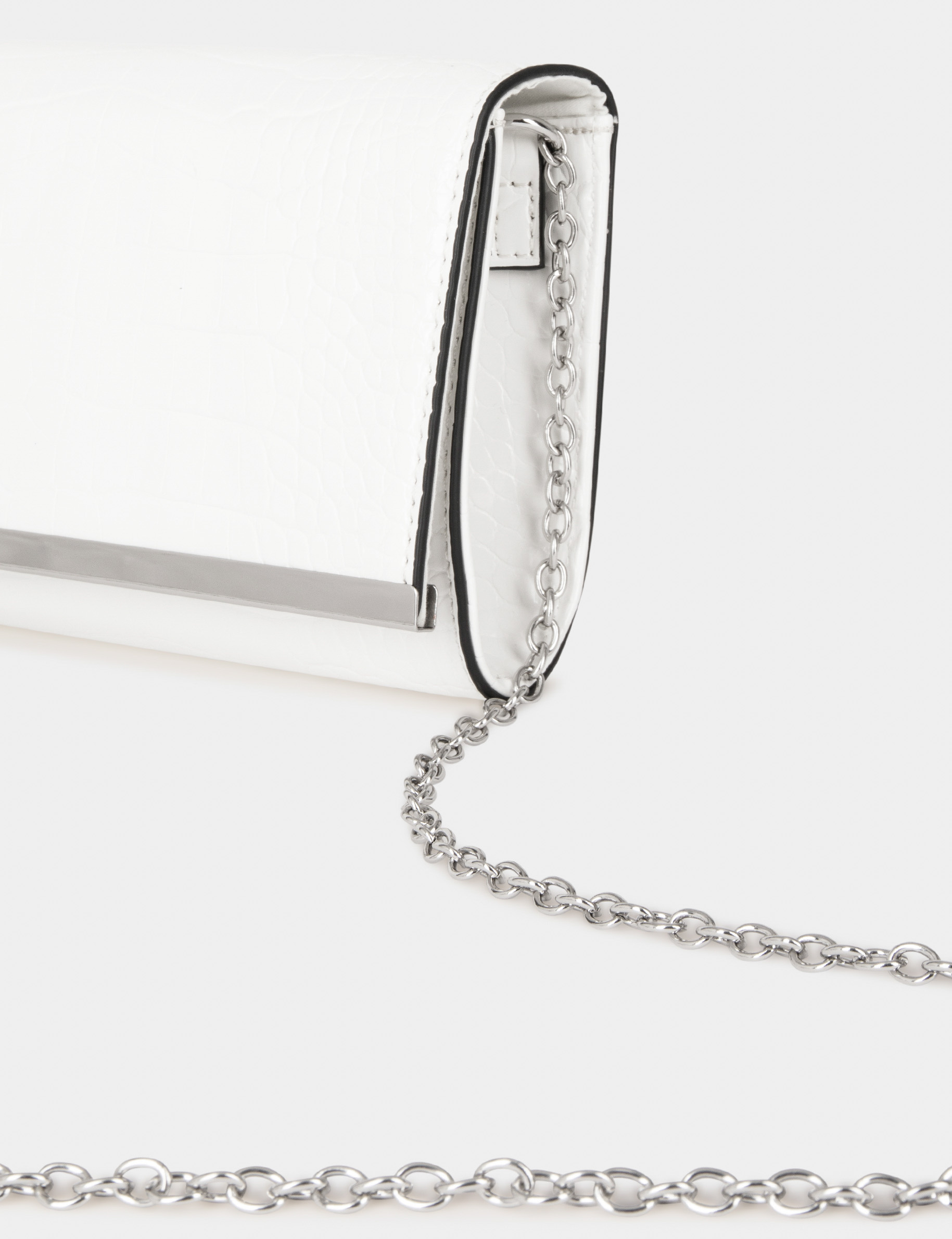 sac pochette effet croco blanc femme Sac pochette effet croco blanc femme