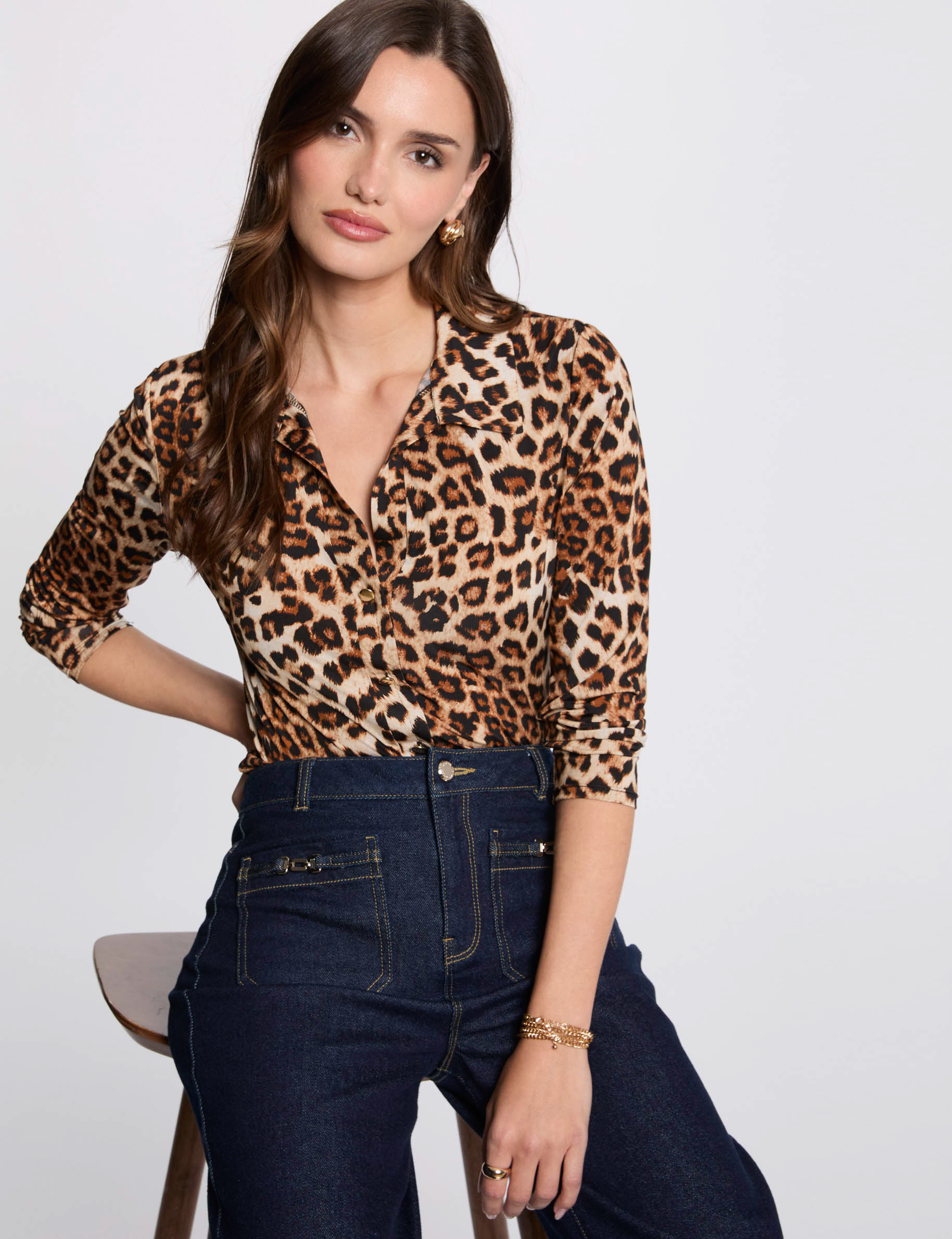 Top manches longues imprim&eacute; multicolore femme