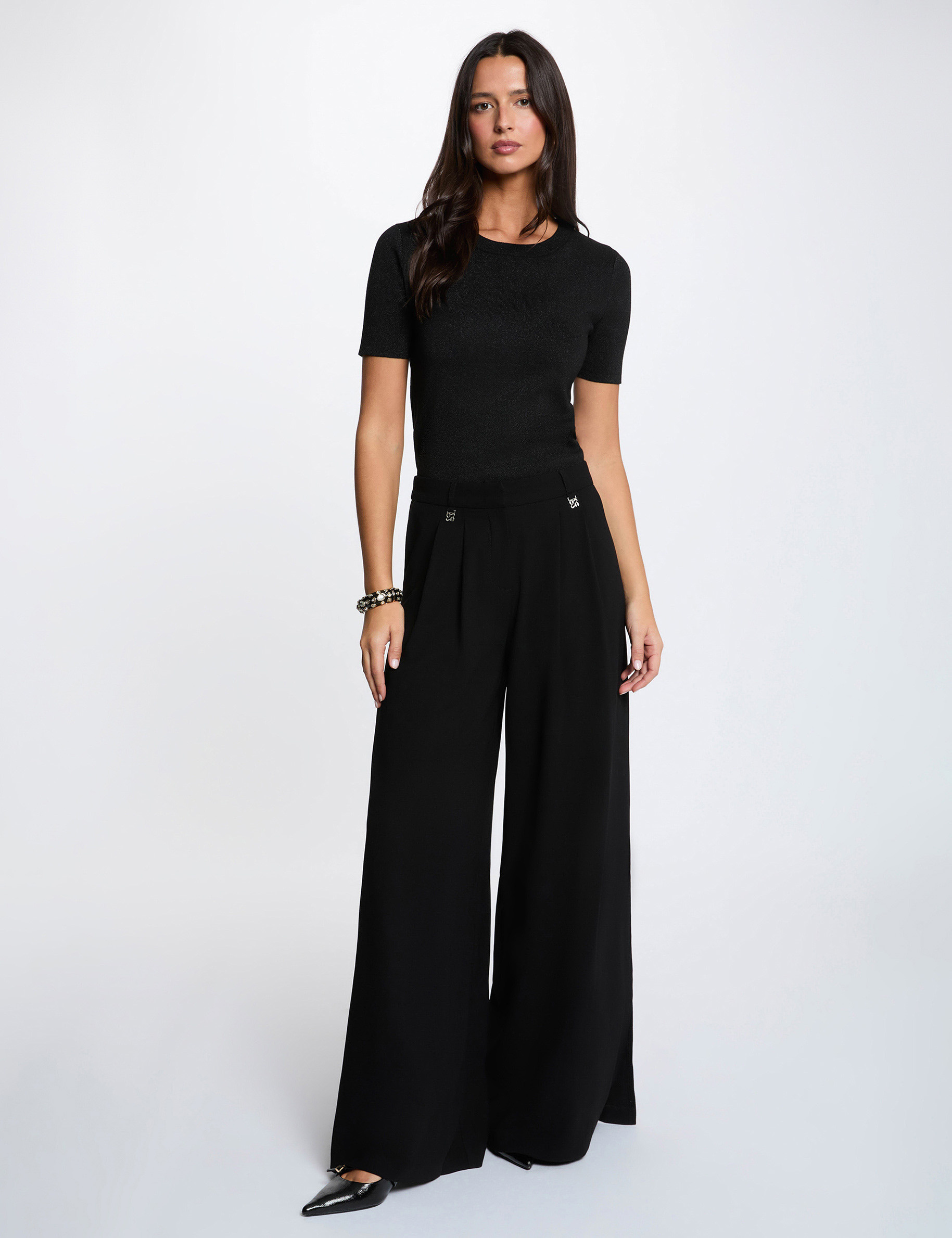 Pull col rond noir femme