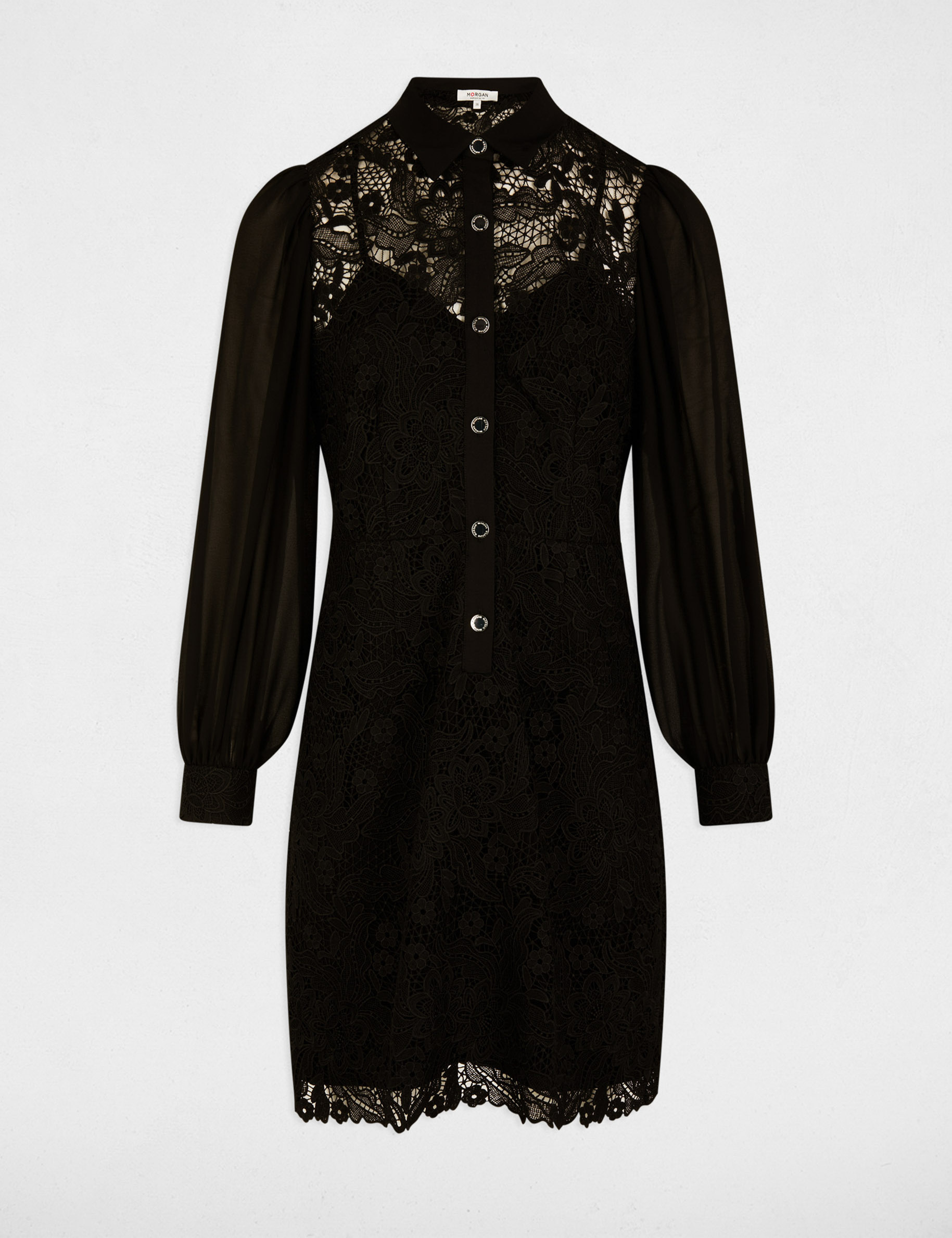 robe courte droite dentelle noir femme Robe courte droite dentelle noir femme
