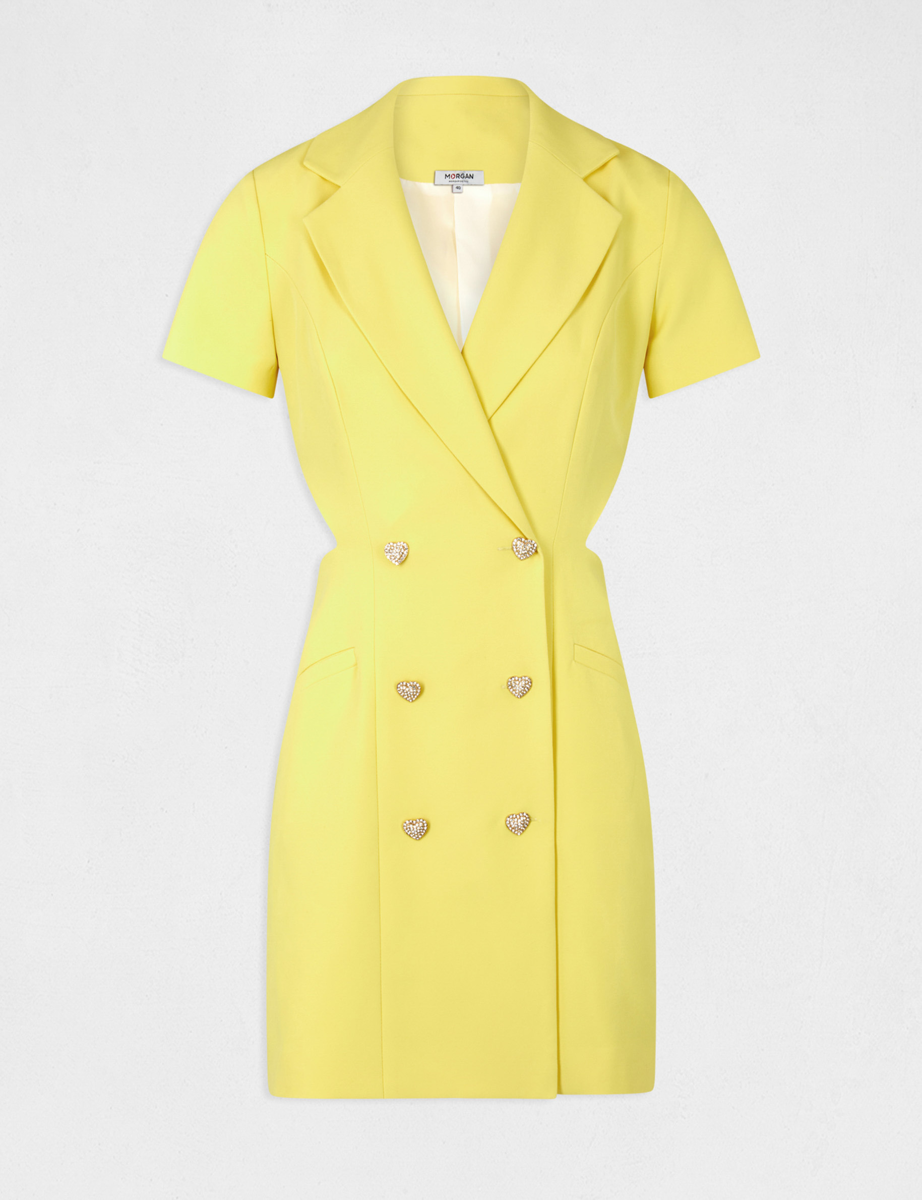 Robe portefeuille avec ouvertures jaune femme Robe portefeuille avec ouvertures jaune femme
