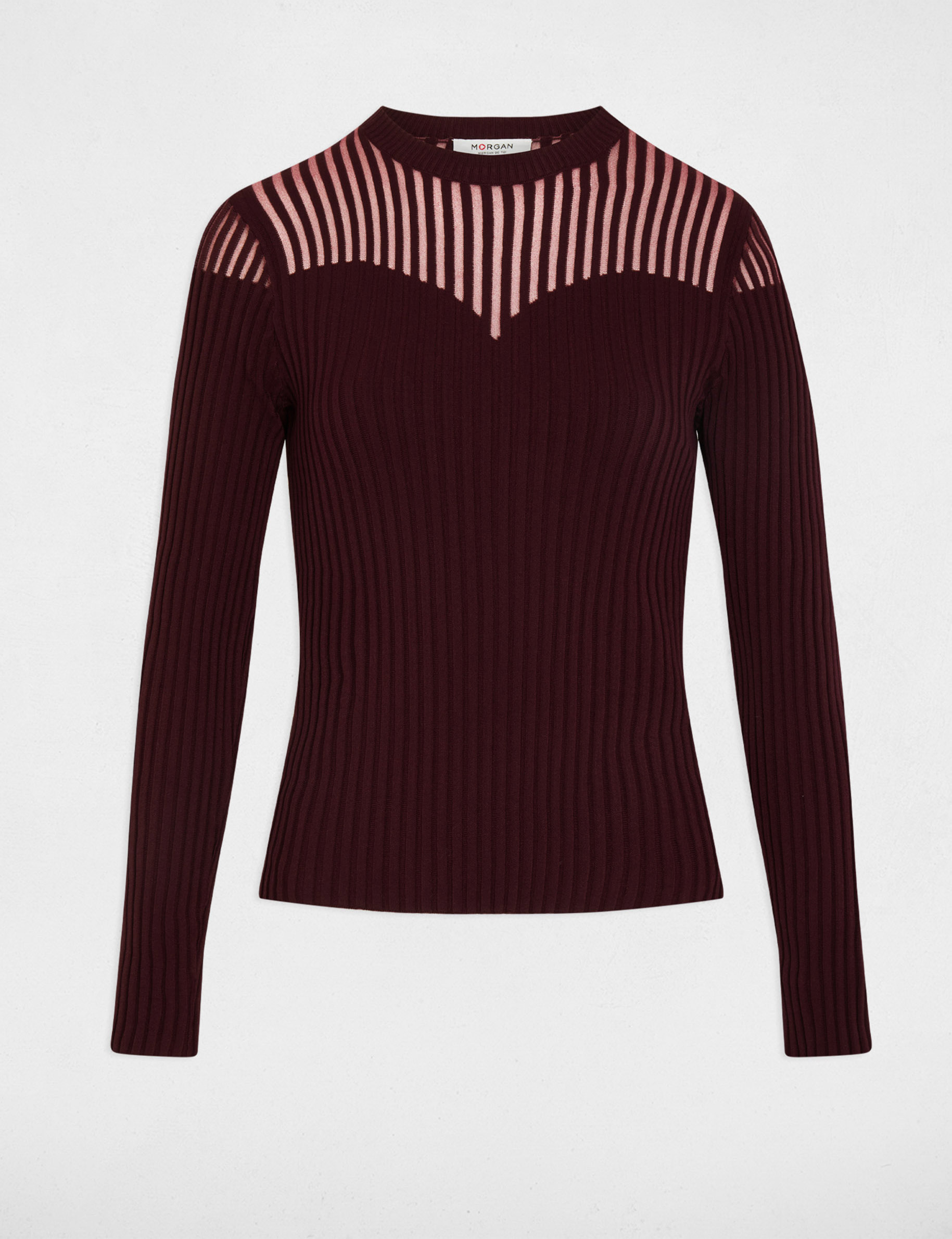 Pull noir cintr&eacute; prune femme