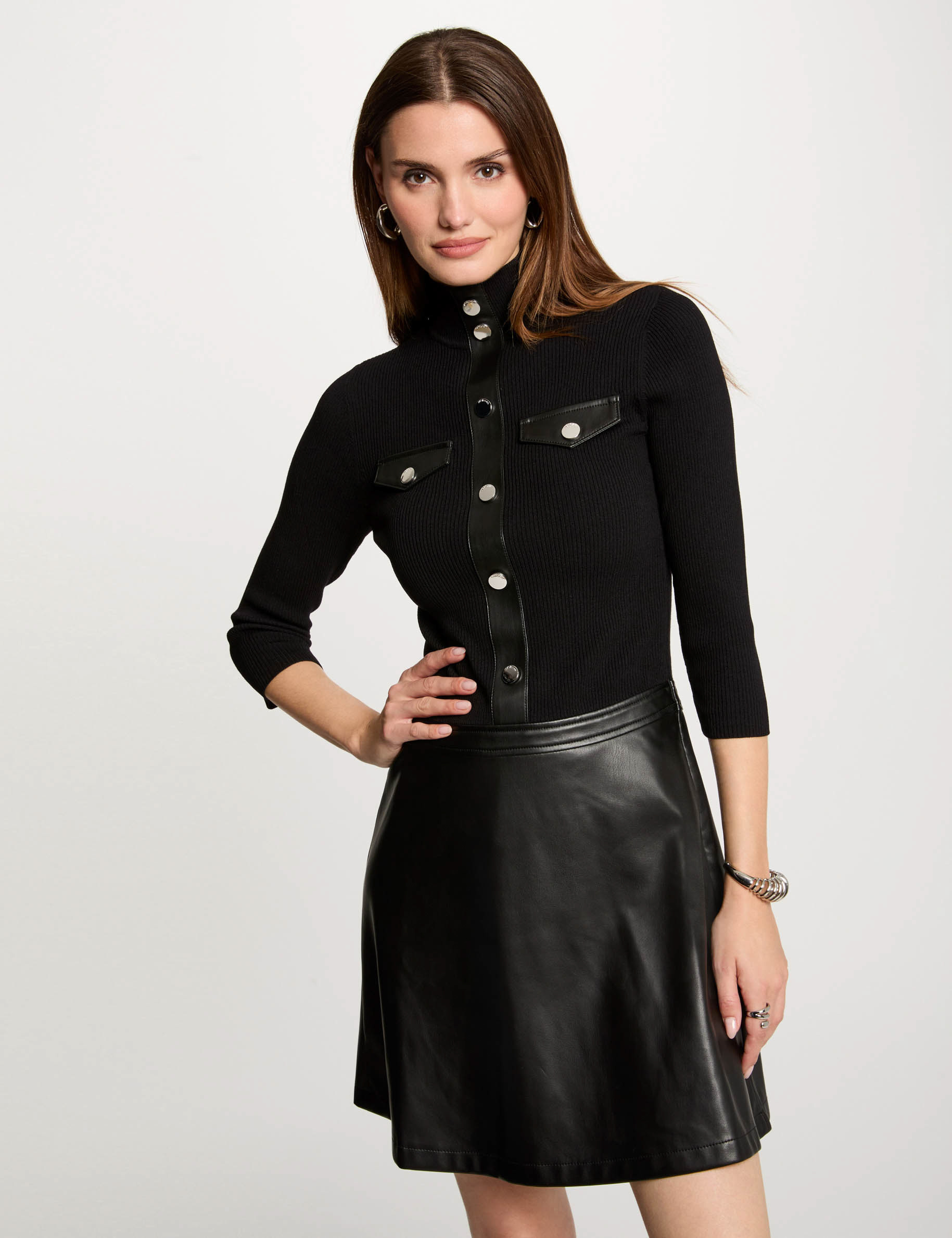 Robe courte trap?�ze noir femme | Morgan