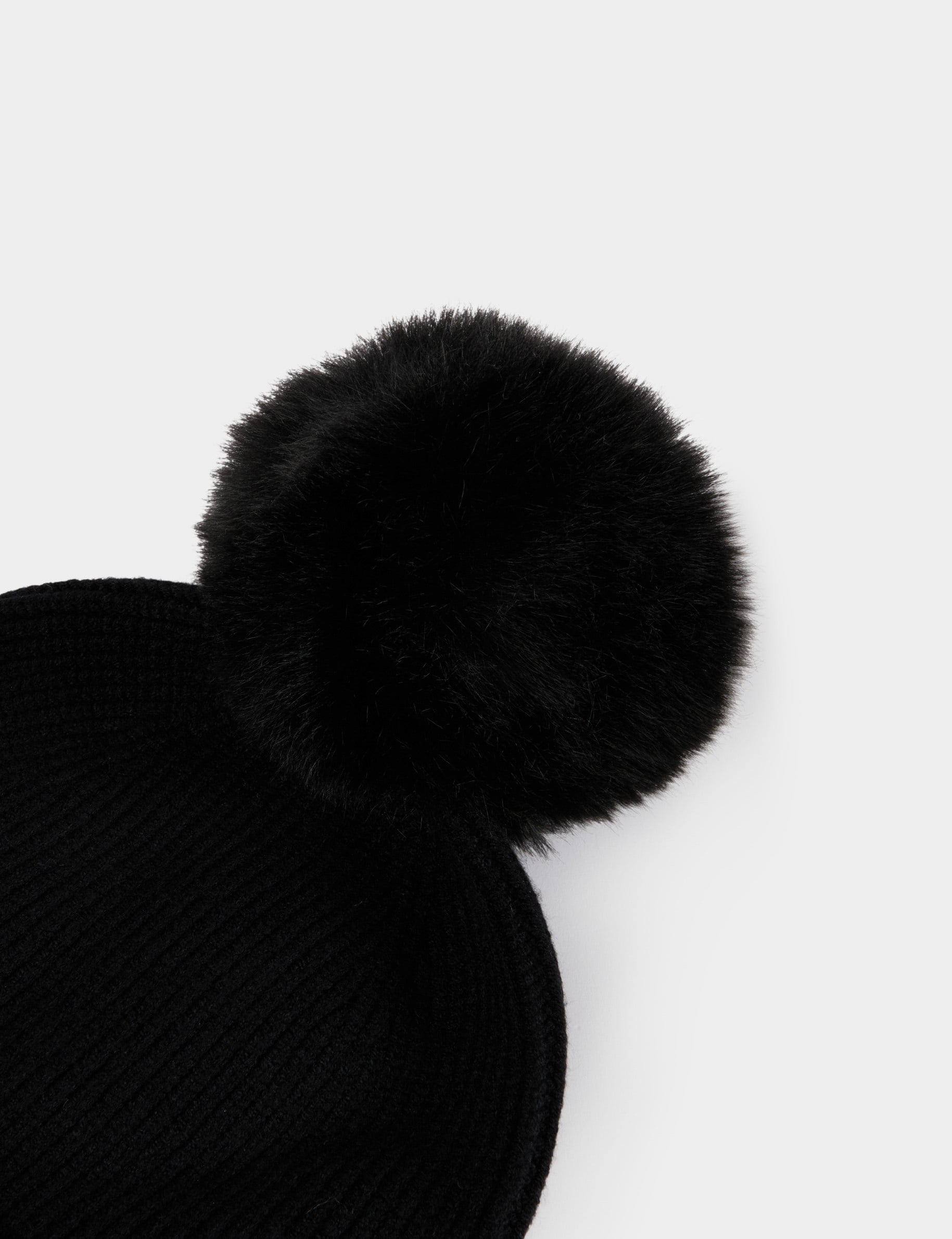 Bonnet fausse fourrure noir femme