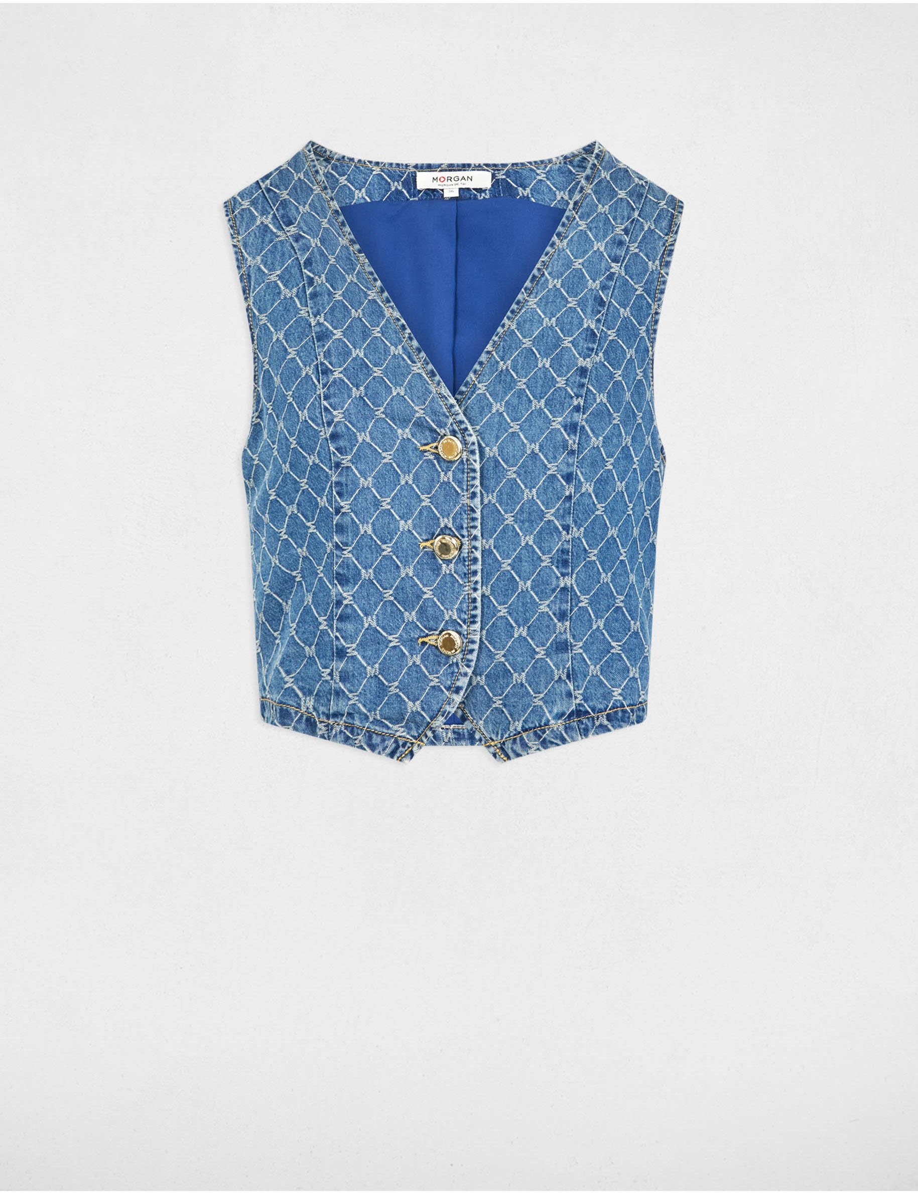 veston sans manches en jean denim stone femme Veston sans manches en jean denim stone femme