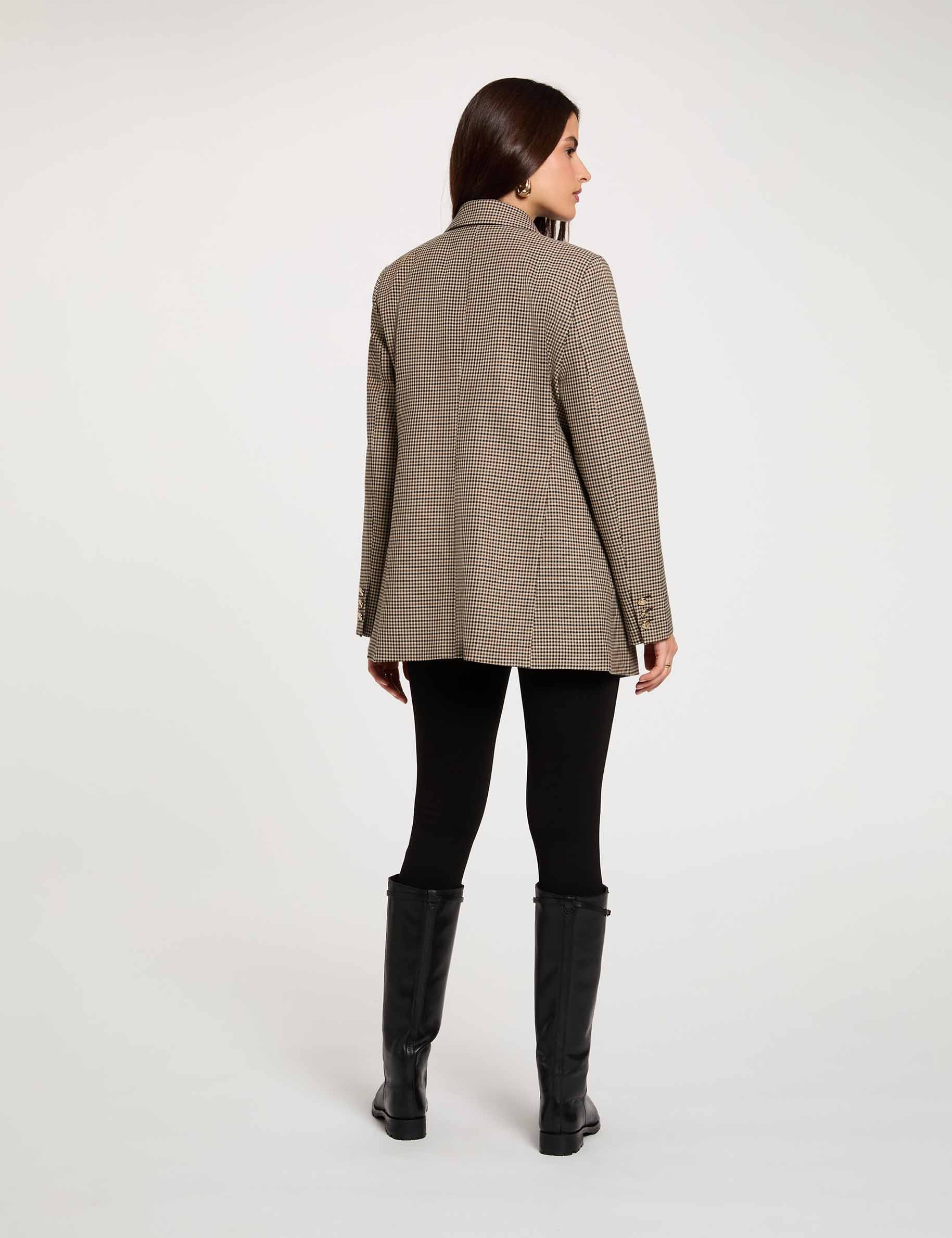 Blazer droit col tailleur marron femme