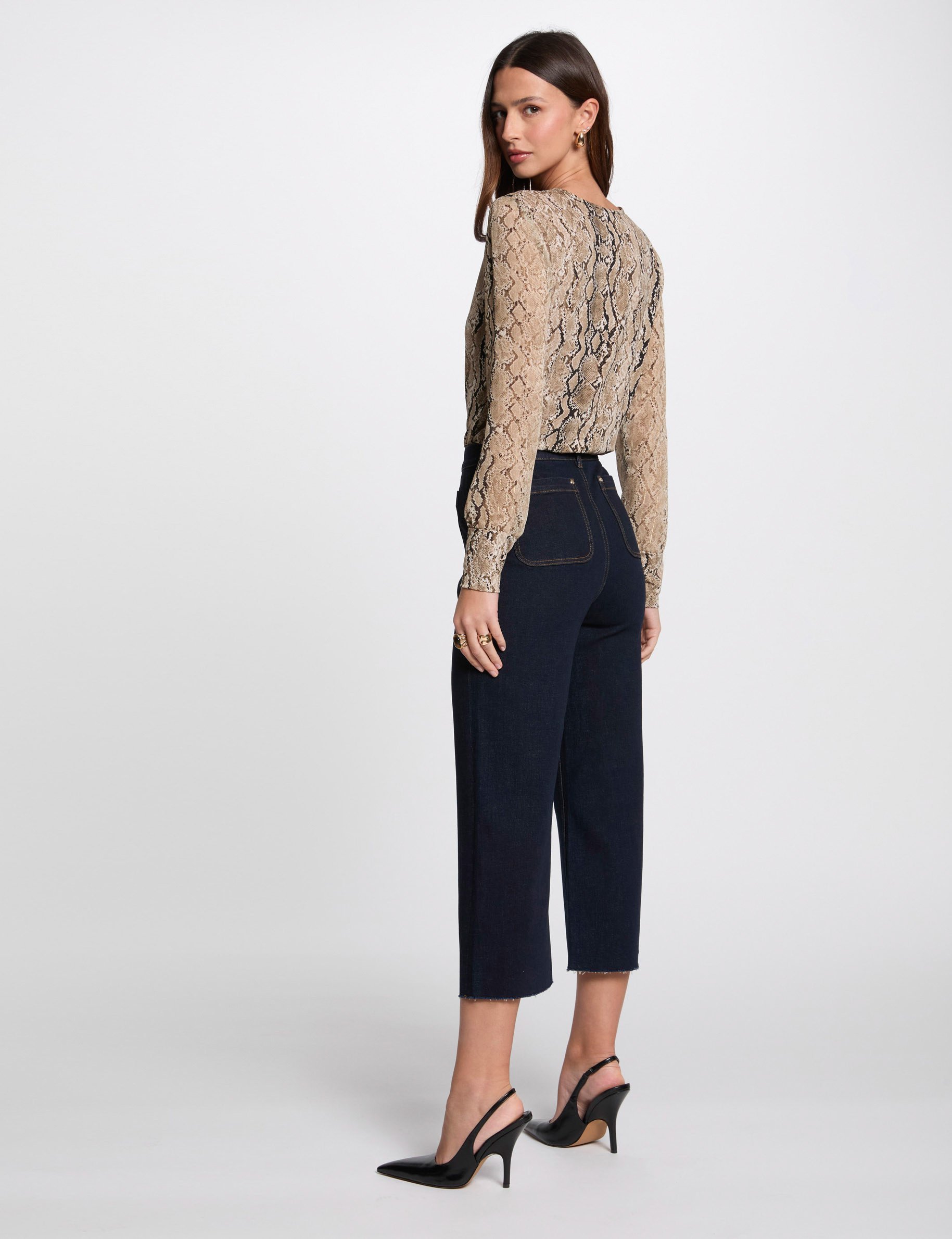 pantalon jambe large 78eme denim brut femme Pantalon jambe large 7/8ème denim brut femme