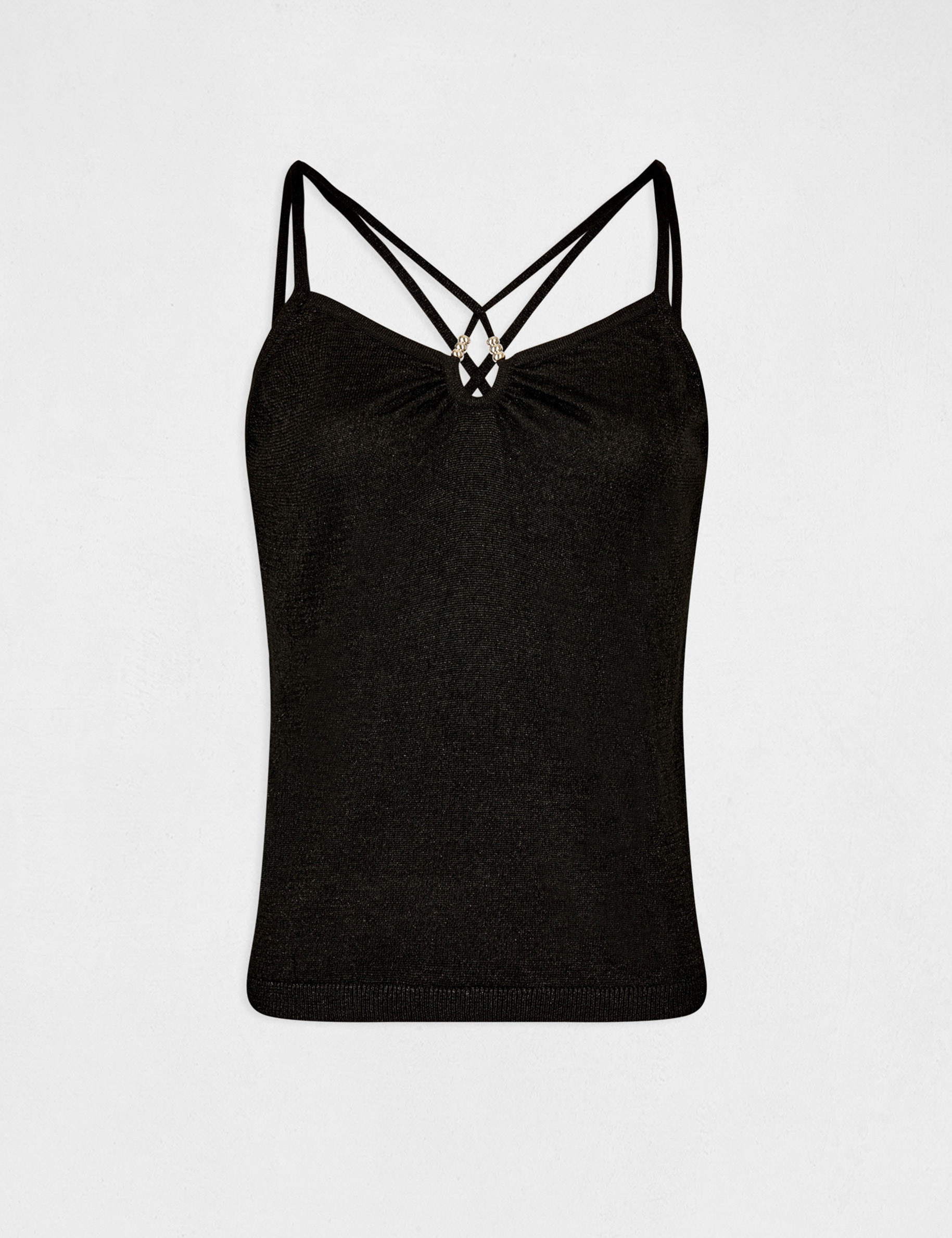Débardeur pull bretelles fines noir femme Débardeur pull bretelles fines noir femme