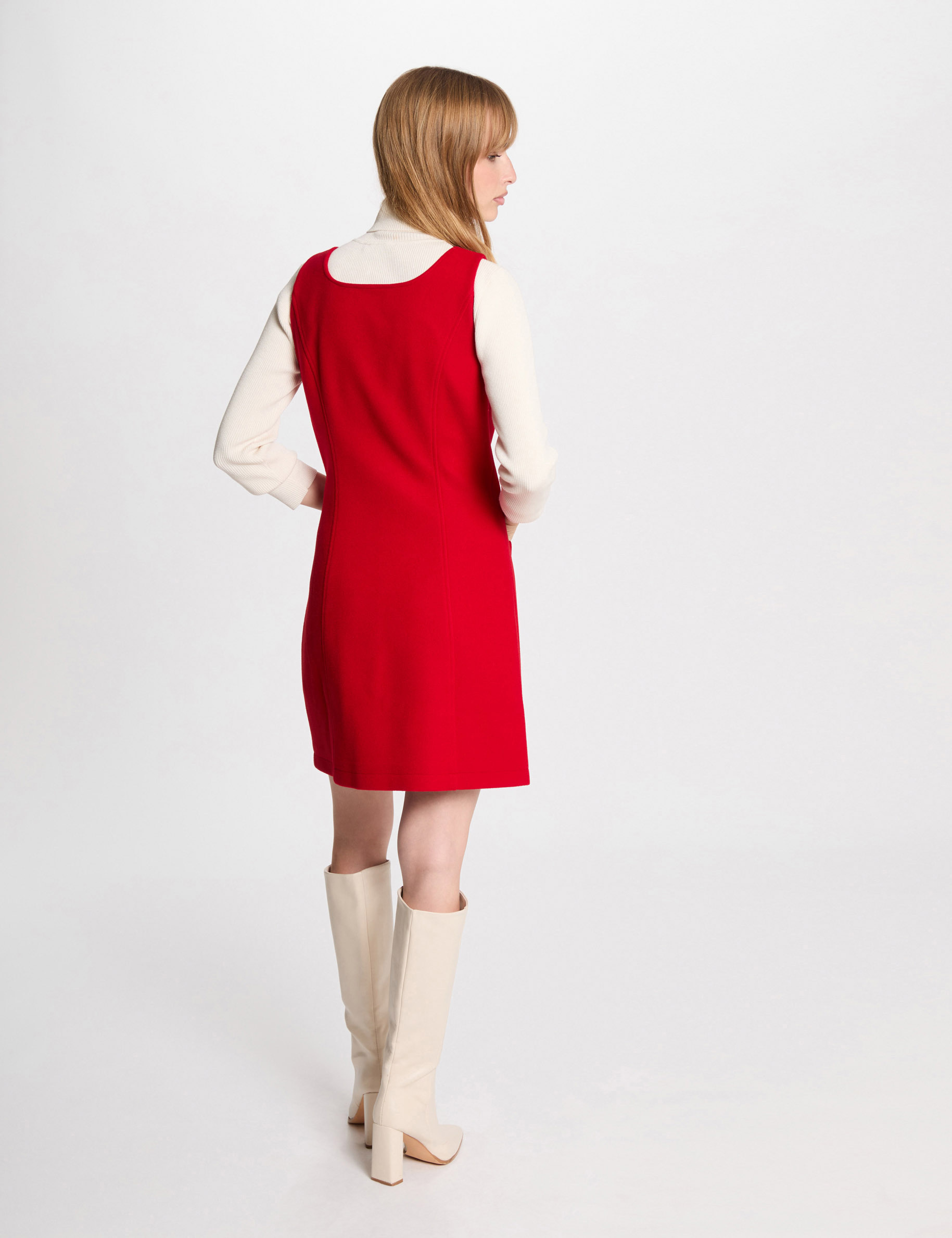robe courte chasuble zippee rouge femme Robe courte chasuble zippée rouge femme