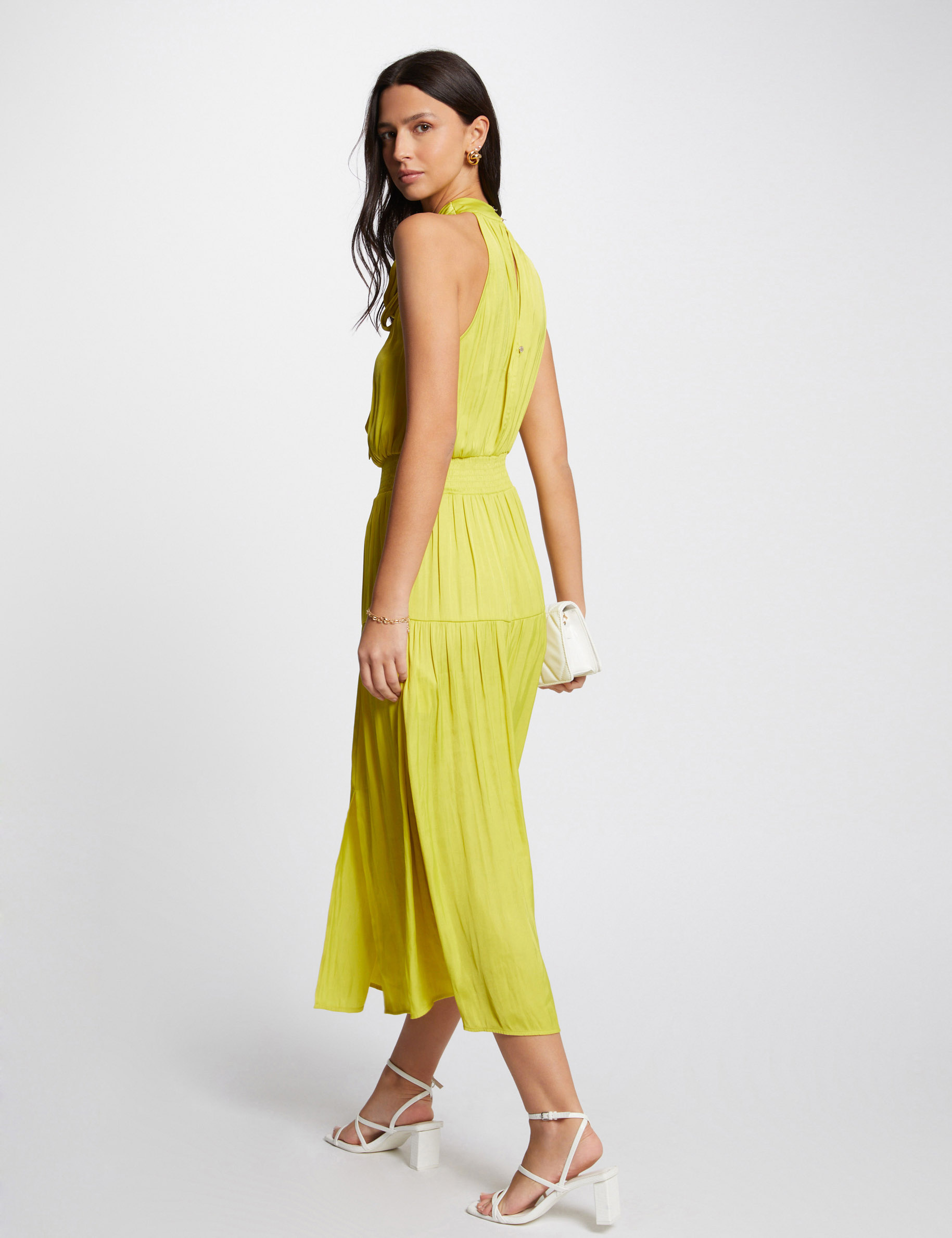 robe longue droite fluide jaune moyen femme Robe longue droite fluide jaune moyen femme