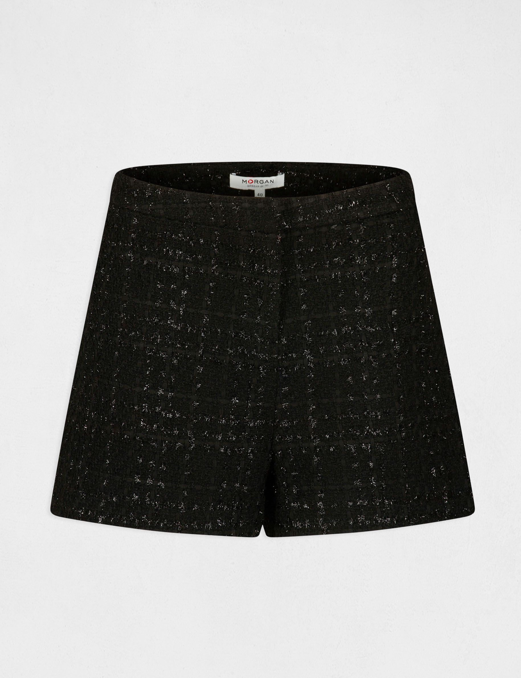 Short droit taille haute noir femme Short droit taille haute noir femme