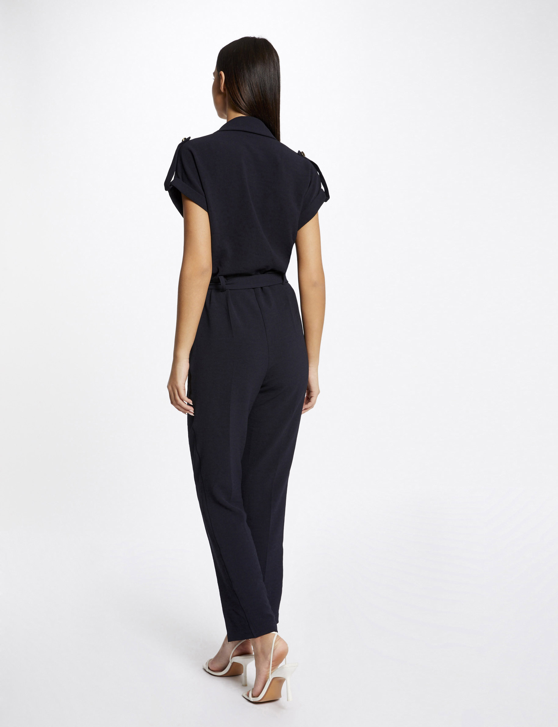 Combinaison droite ceinturée marine femme Combinaison droite ceinturée marine femme